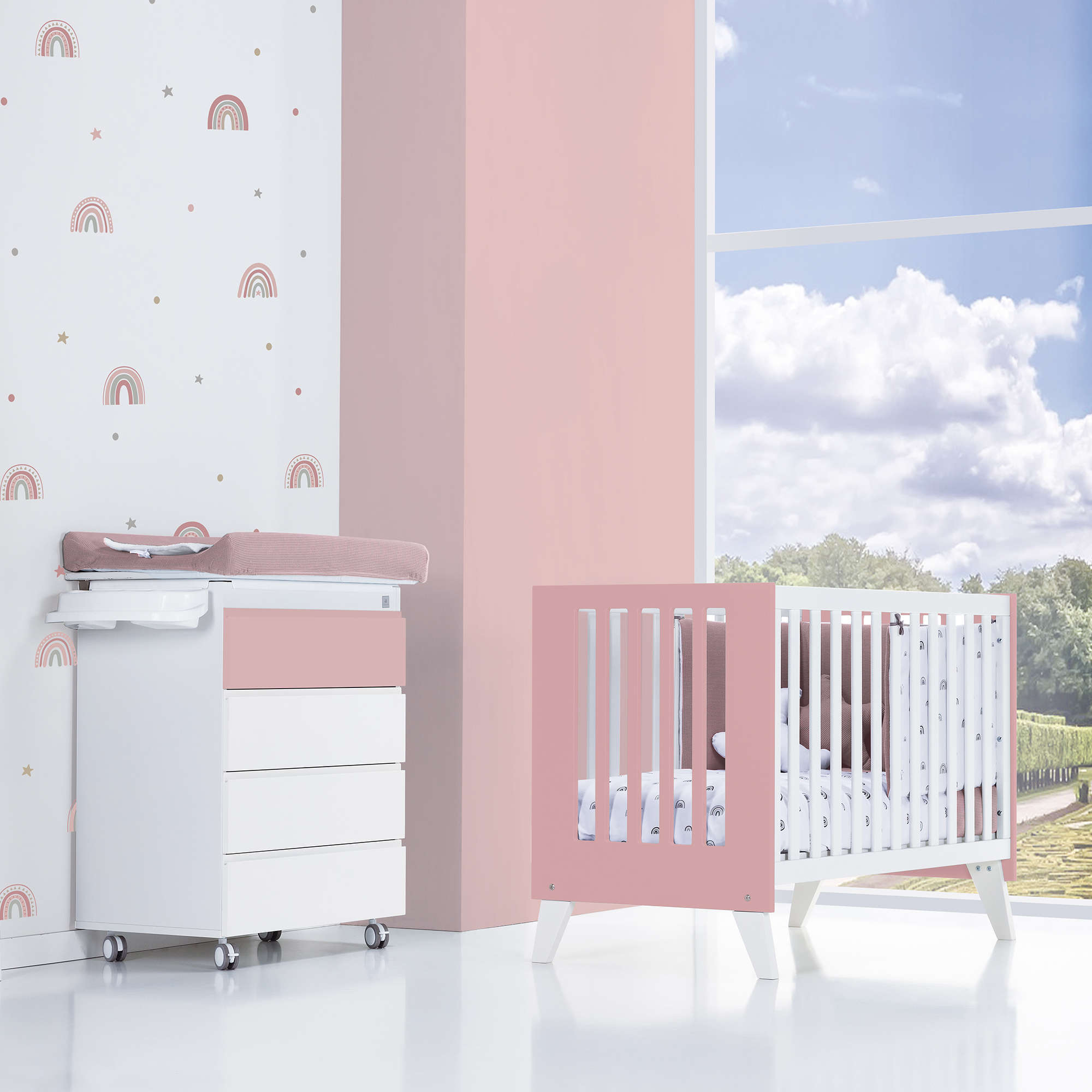 Cuna de colecho 60x120 cm (4en1) rosa · Nexo Due Quarzo C187D-M7759