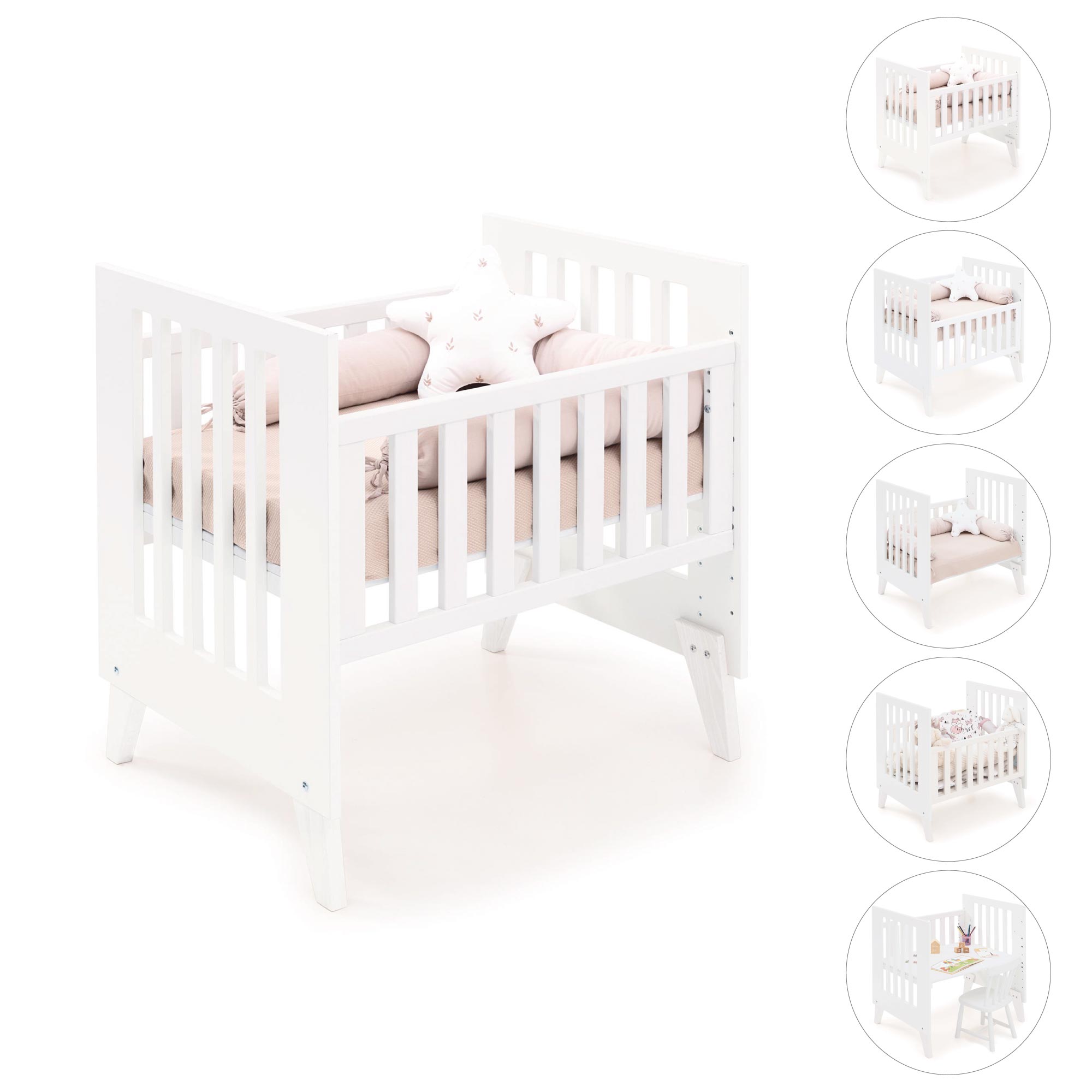 Minicuna 60x80 cm para colecho (5en1) blanca · Nexo Uno White C187A-M7700