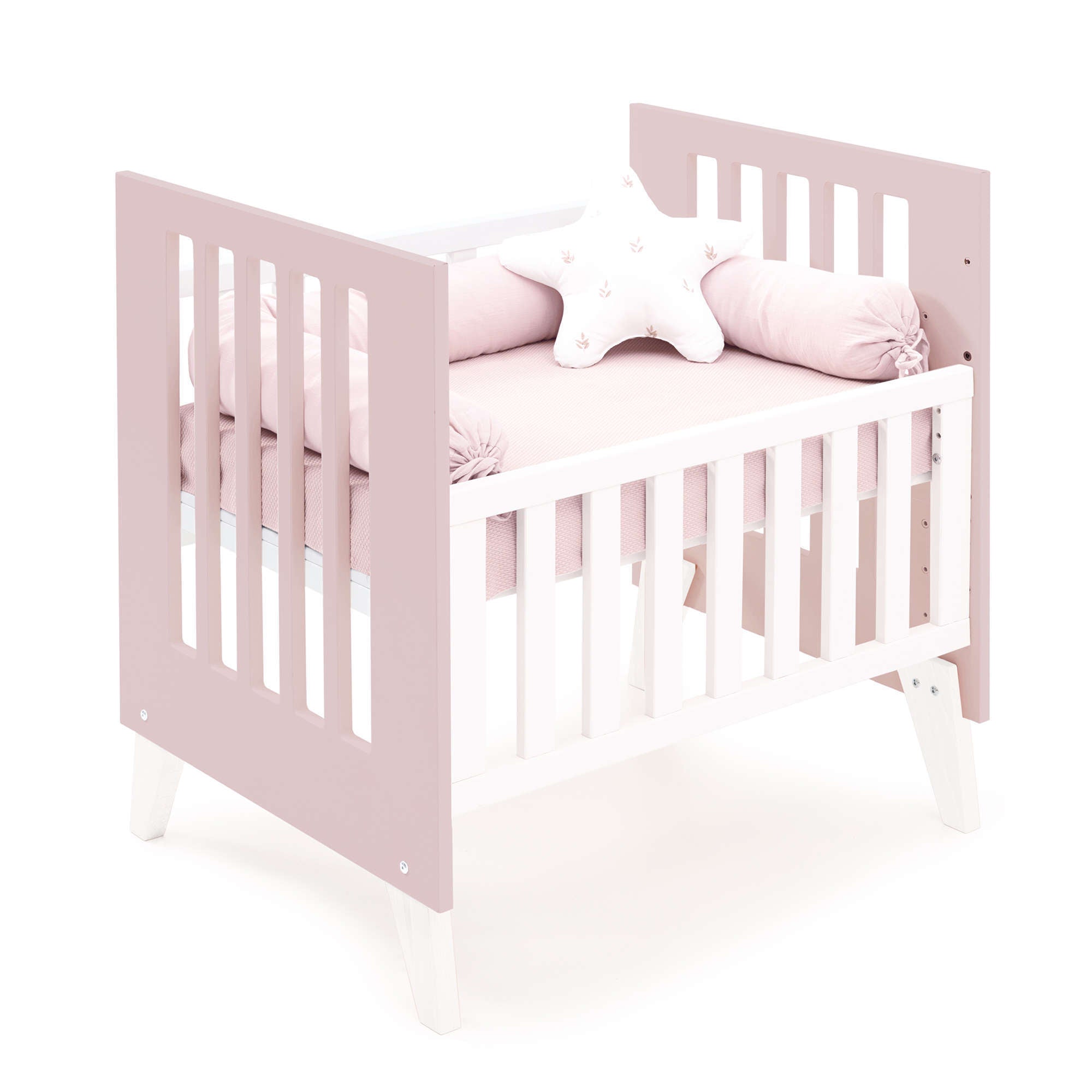Minicuna 60x80 cm para colecho (5en1) blanca/rosa claro · Nexo Uno Flamingo C187A-M7742