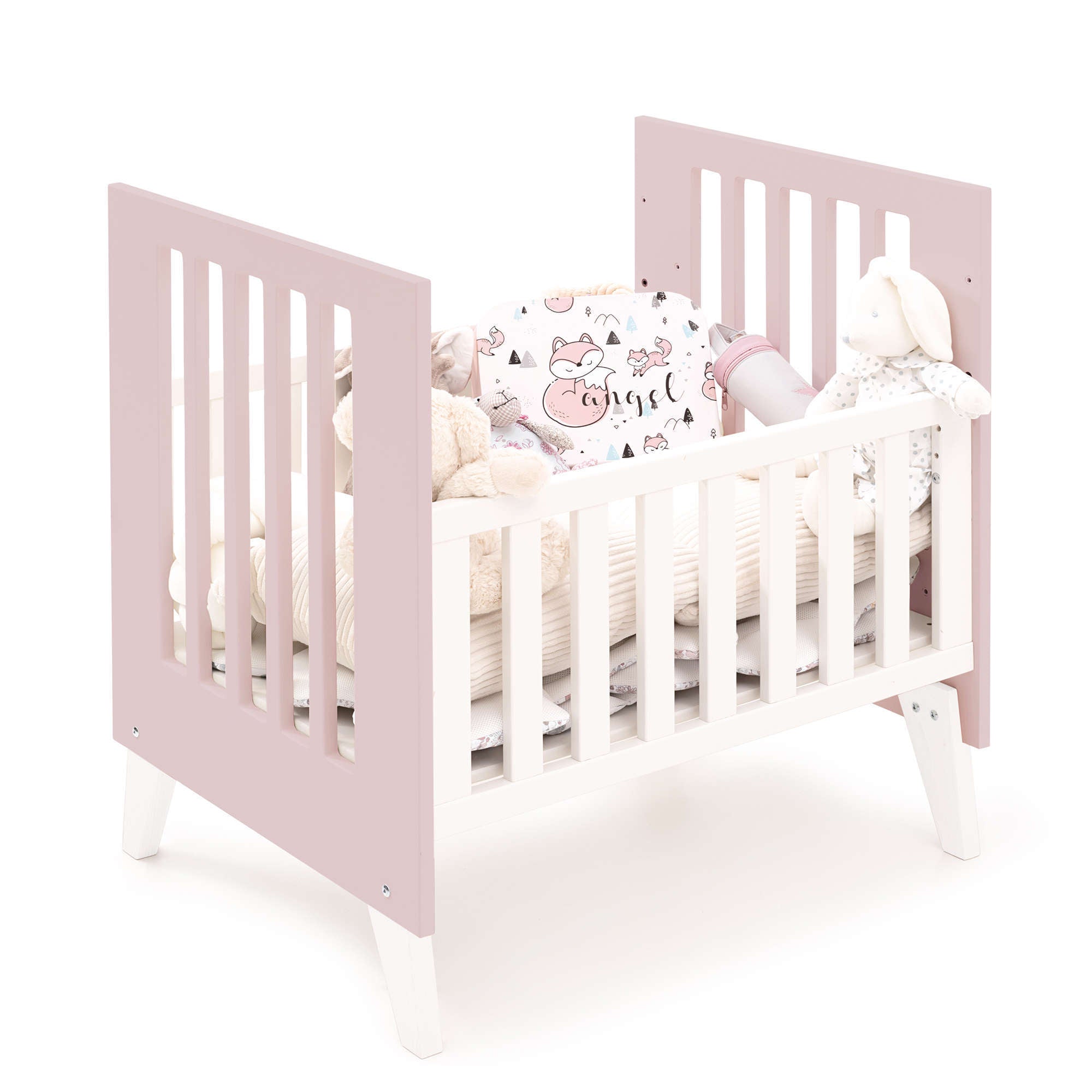 Minicuna 60x80 cm para colecho (5en1) blanca/rosa claro · Nexo Uno Flamingo C187A-M7742