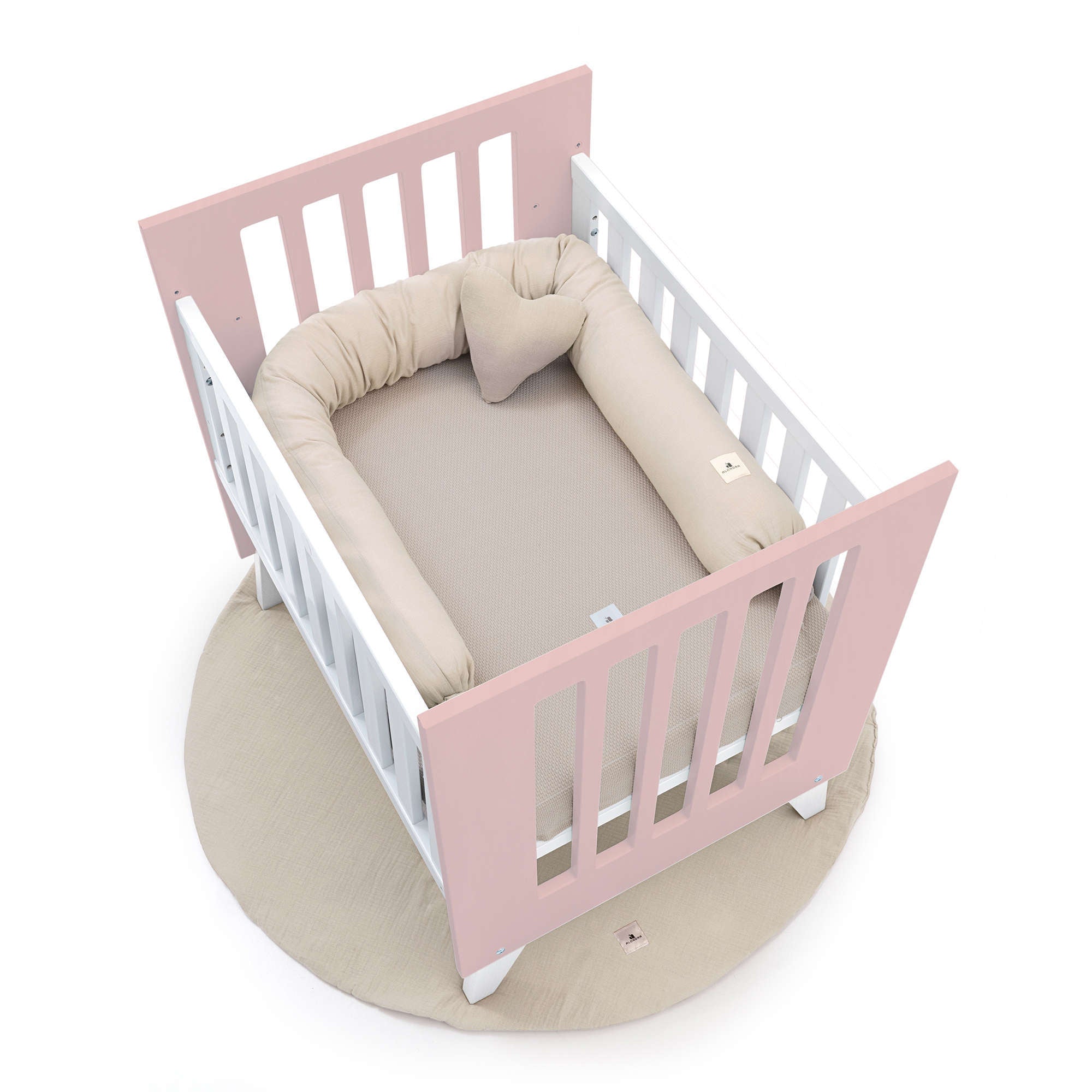 Minicuna 60x80 cm para colecho (5en1) blanca/rosa claro · Nexo Uno Flamingo C187A-M7742