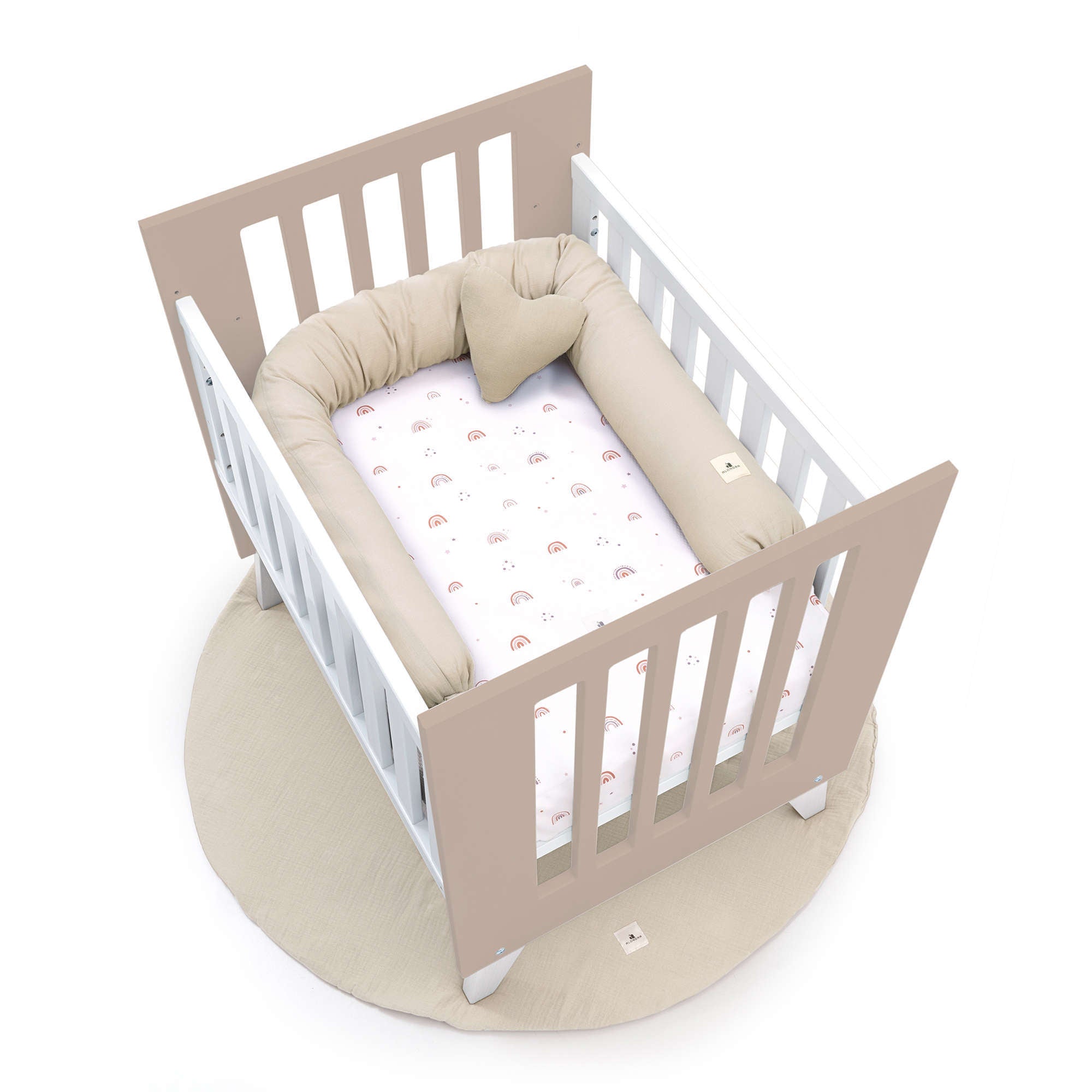 Minicuna 60x80 cm para colecho (5en1) blanca/beige · Nexo Uno Arena C187A-M7753