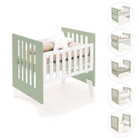 Minicuna 60x80 cm para colecho (5en1) blanca/verde-oliva · Nexo Uno Erba C187A-M7756