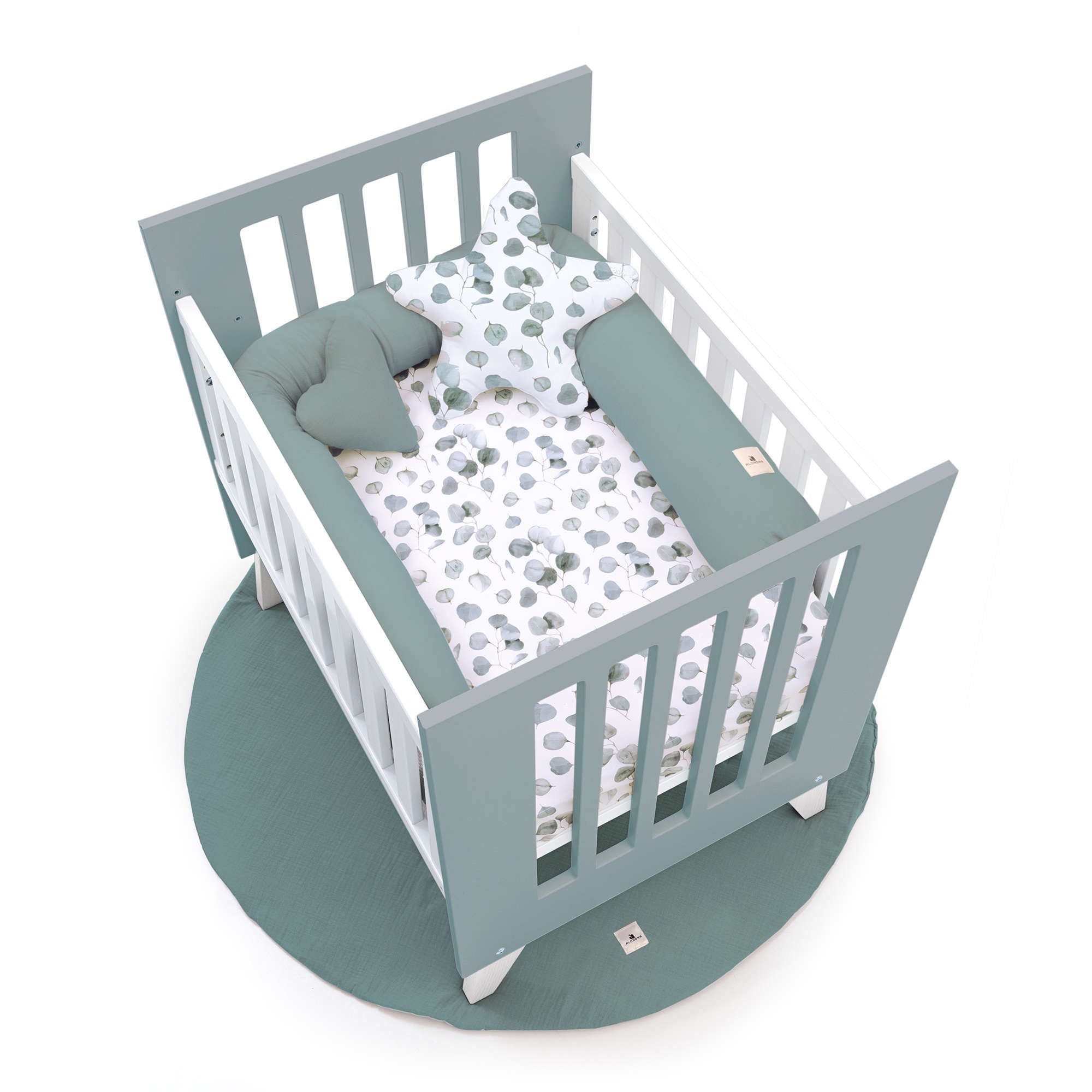 Minicuna 60x80 cm para colecho (5en1) blanca/verde eucalipto · Nexo Uno Eucalyptus C187A-M7757