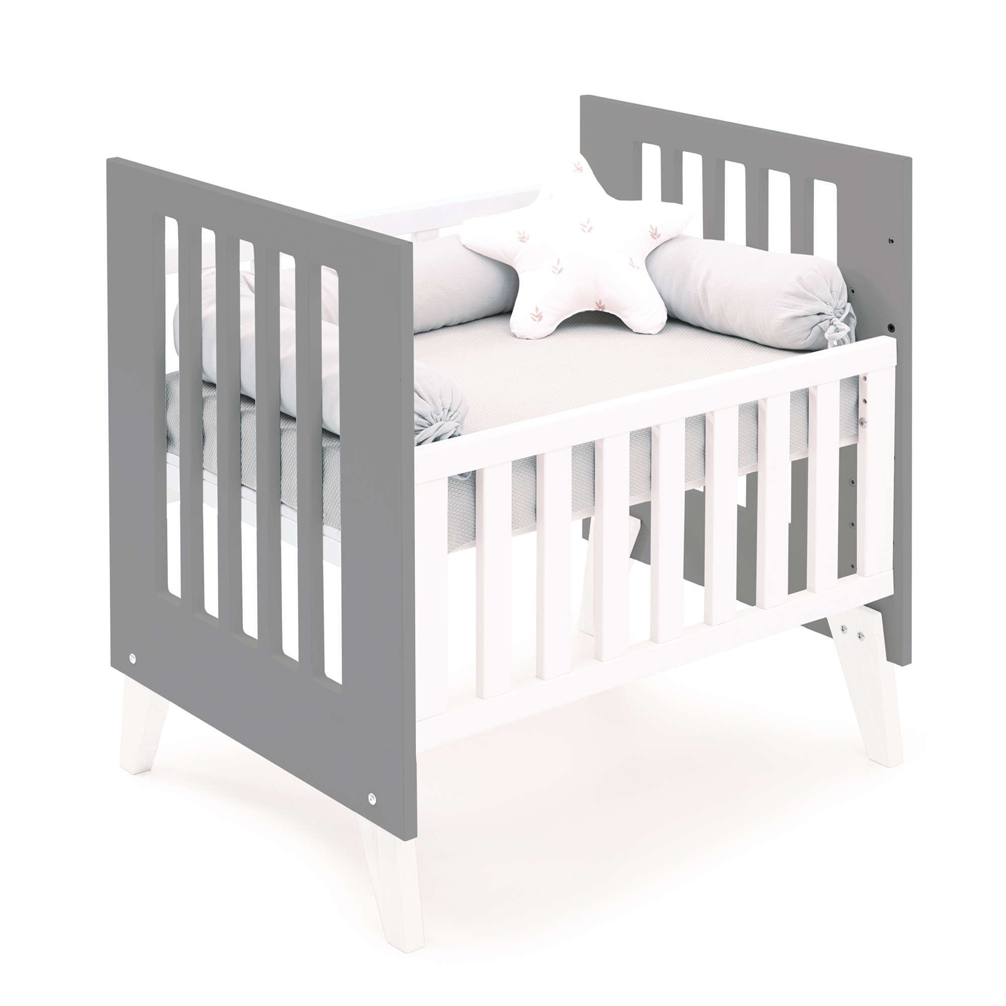 Minicuna y cuna todo en uno (7en1) blanca/antracita · Nexo Tre Antracita C187T-M7758
