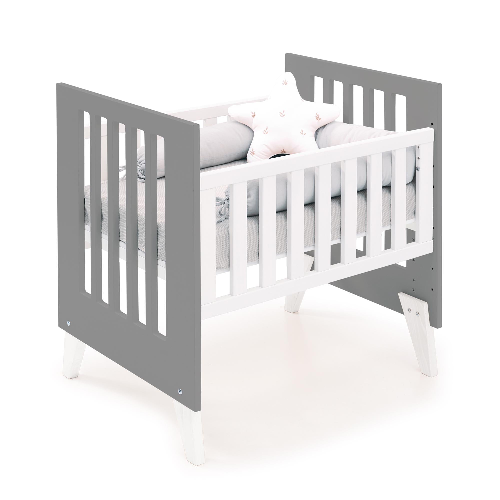 Minicuna y cuna todo en uno (7en1) blanca/antracita · Nexo Tre Antracita C187T-M7758