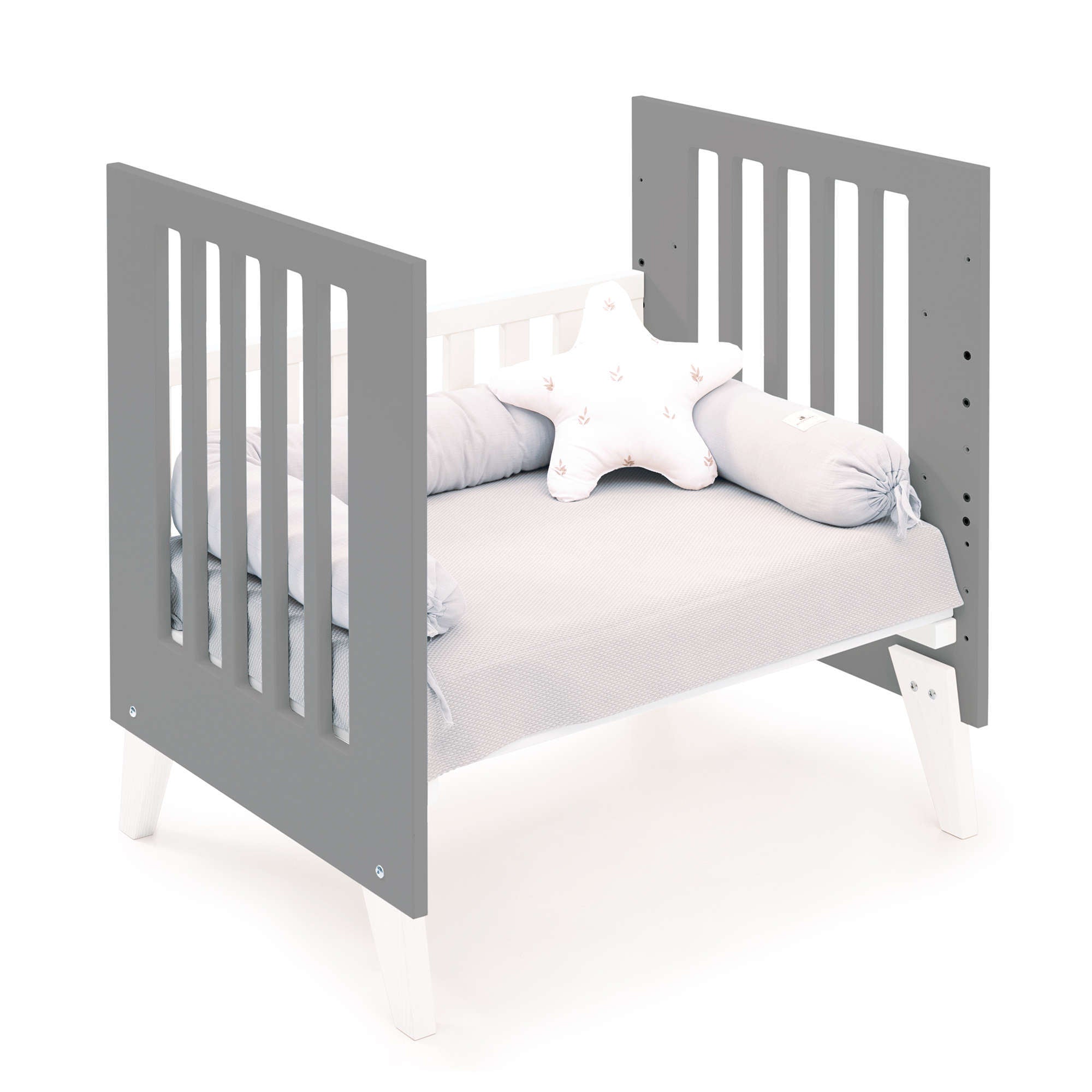 Minicuna y cuna todo en uno (7en1) blanca/antracita · Nexo Tre Antracita C187T-M7758