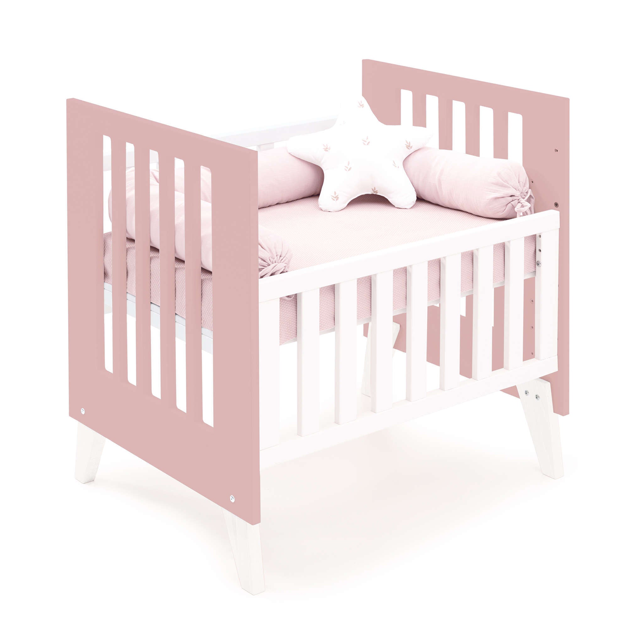 Minicuna y cuna todo en uno (7en1) blanca/rosa · Nexo Tre Quarzo C187T-M7759