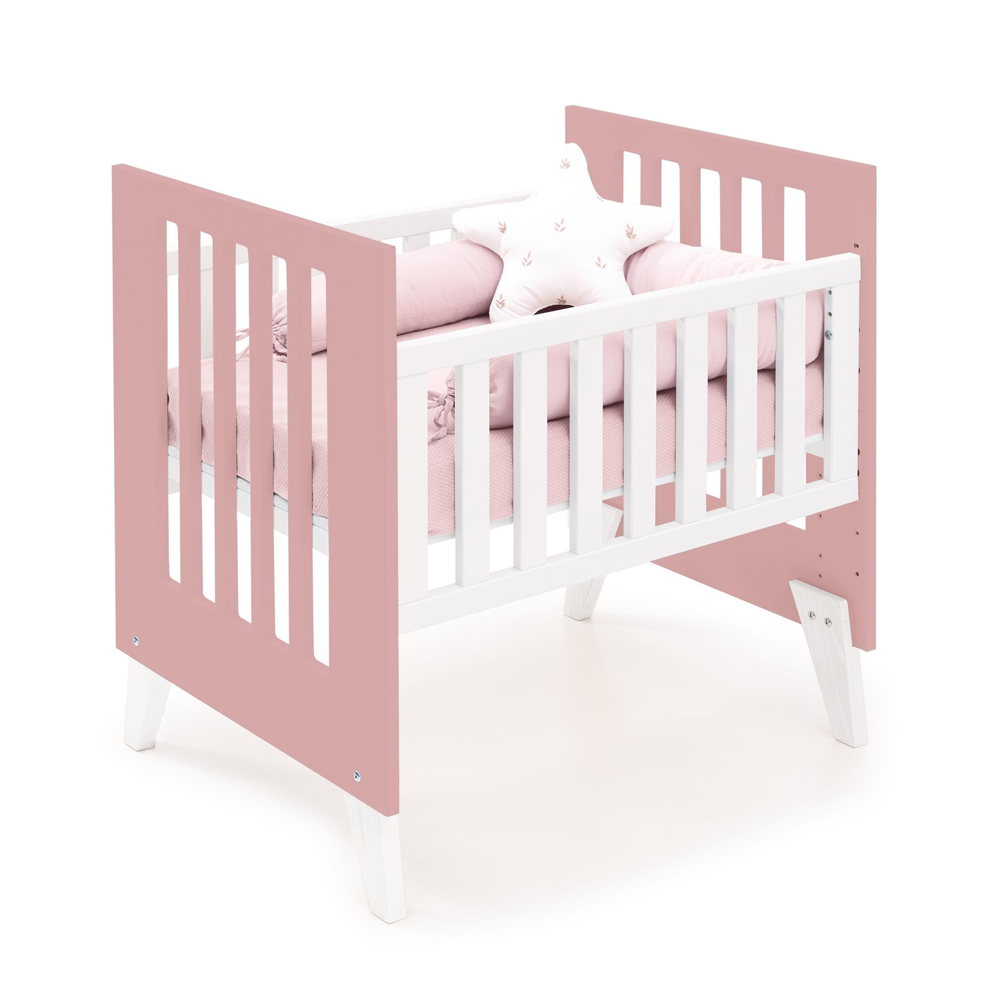 Minicuna y cuna todo en uno (7en1) blanca/rosa · Nexo Tre Quarzo C187T-M7759