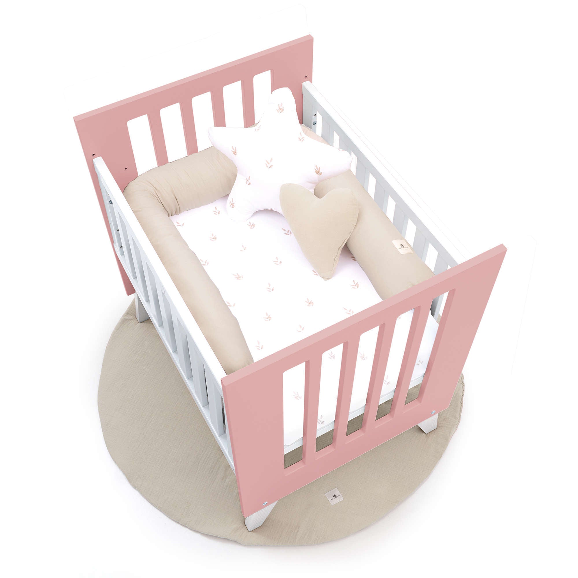Minicuna 60x80 cm para colecho (5en1) blanca/rosa · Nexo Uno Quarzo C187A-M7759