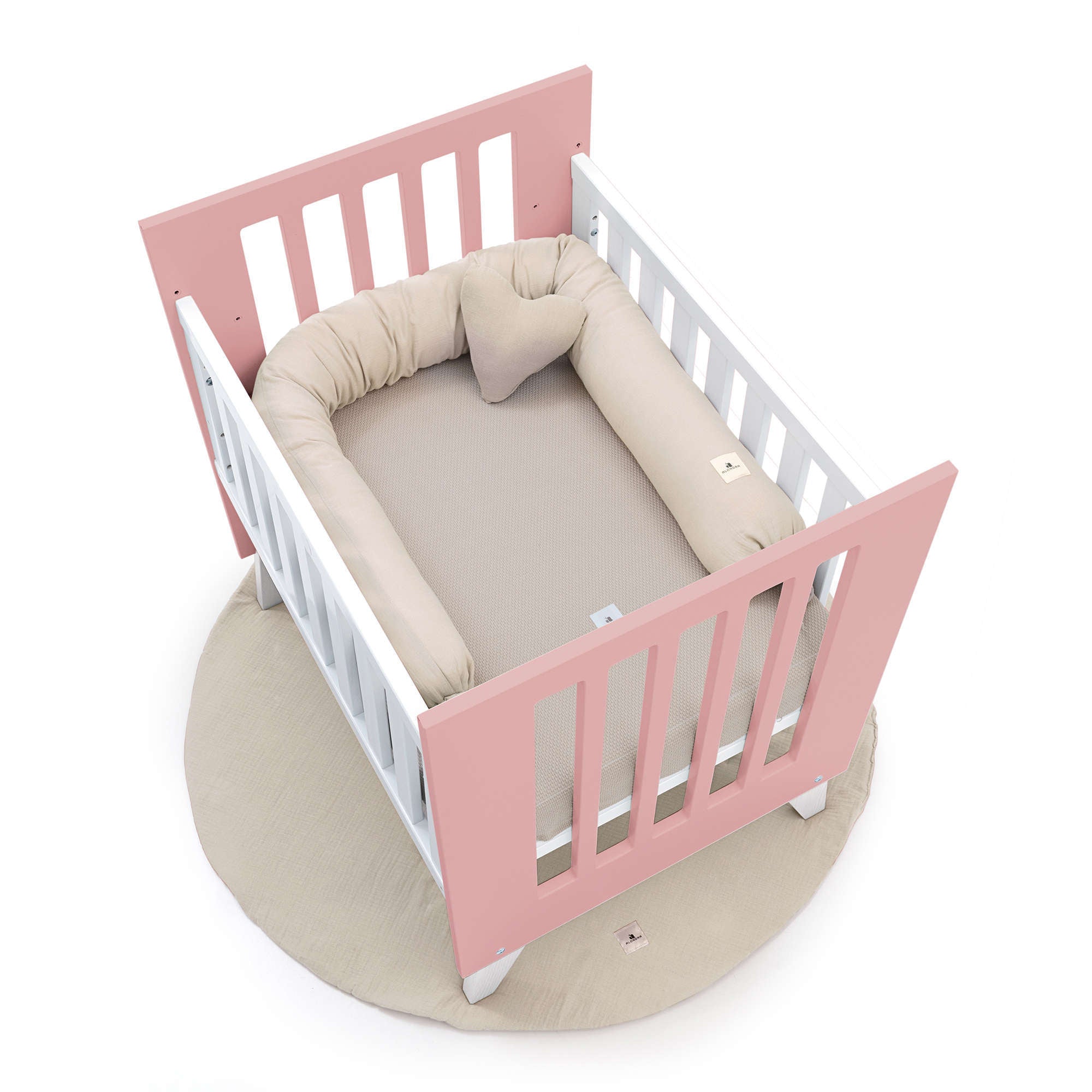 Minicuna 60x80 cm para colecho (5en1) blanca/rosa · Nexo Uno Quarzo C187A-M7759