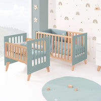 Minicuna convertible en cuna (7en1) madera/verde · Nexor Tre Eucalyptus C187RT-M5795