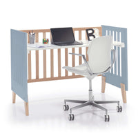 Habitación infantil en blanco, madera y azul · Lifestyle Blu denim