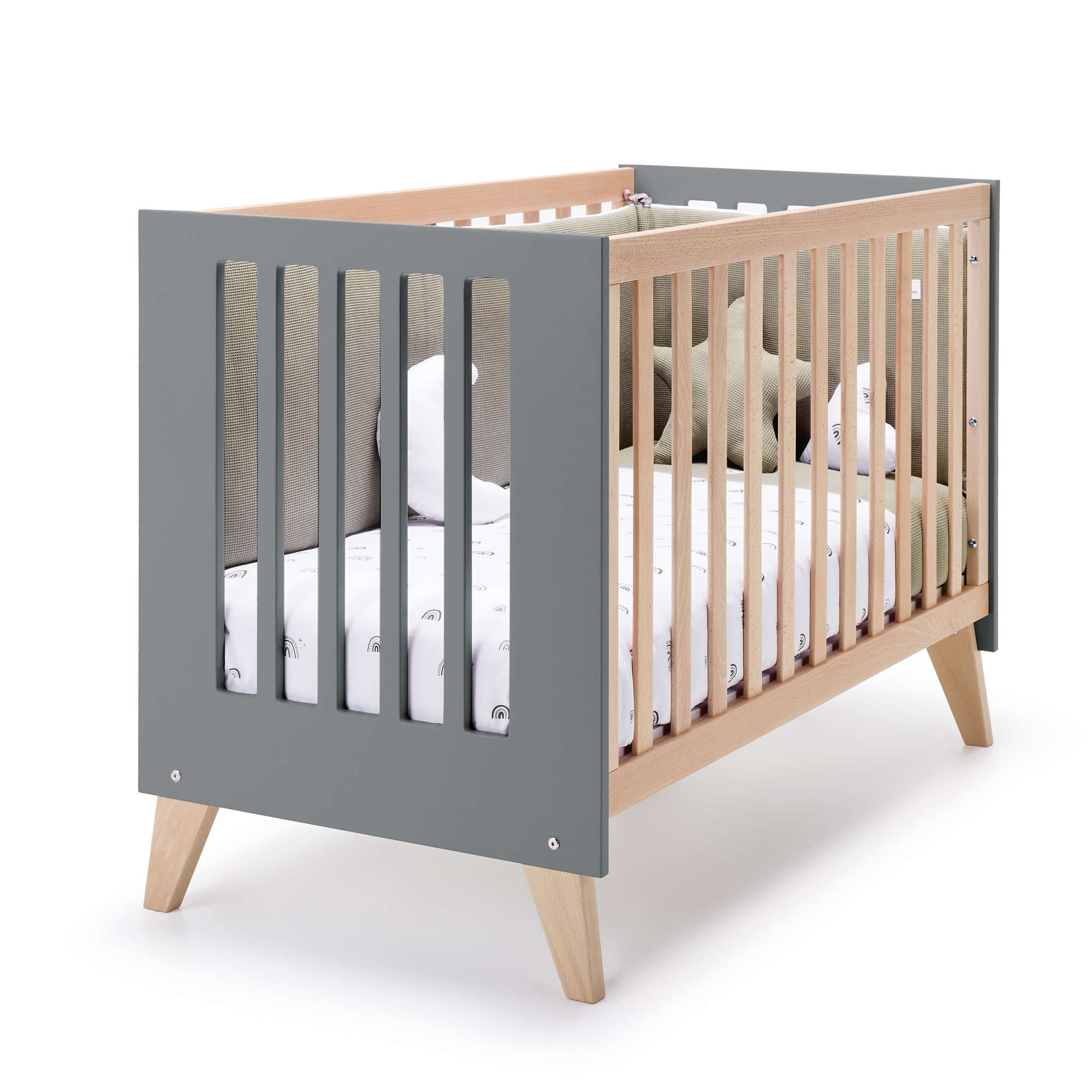 cuna evolutiva de 60x120 cm en color gris