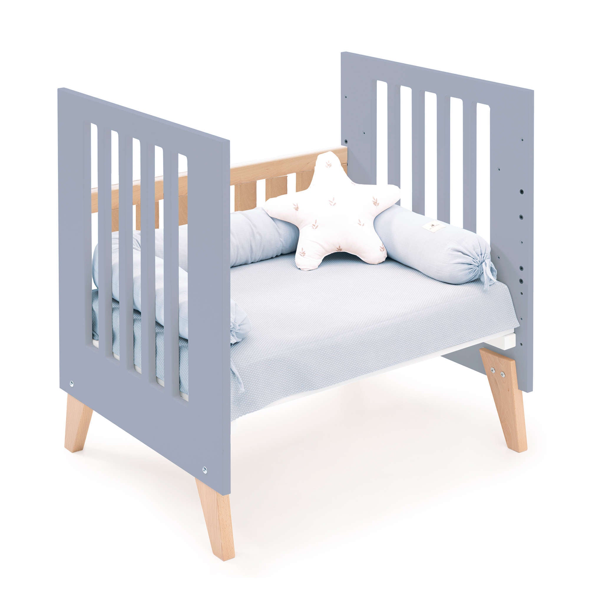 Minicuna colecho 60x80 cm (5en1) madera/azul · Nexor Uno Blu denim C187RA-M4195