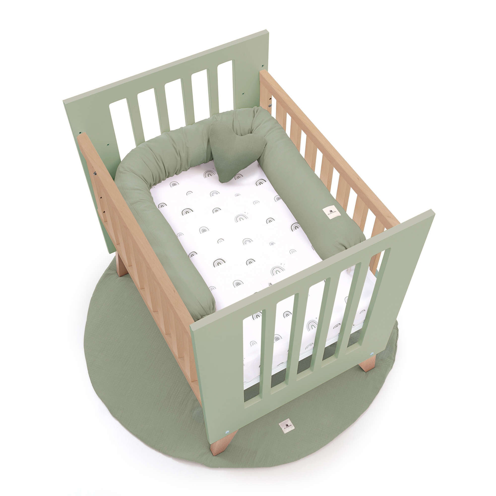 Minicuna colecho 60x80 cm (5en1) madera/verde-oliva · Nexor Uno Erba C187RA-M5695