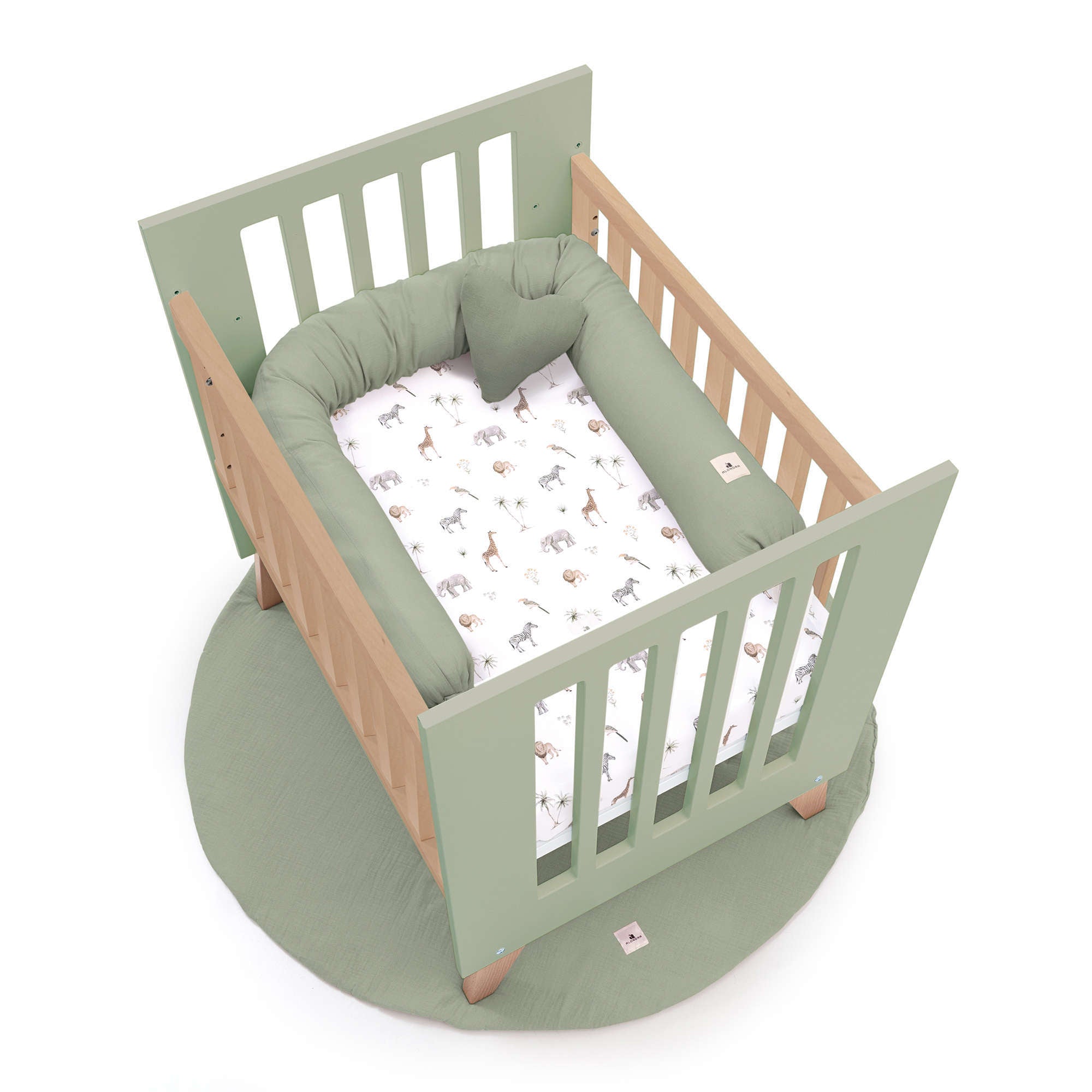 Minicuna colecho 60x80 cm (5en1) madera/verde-oliva · Nexor Uno Erba C187RA-M5695