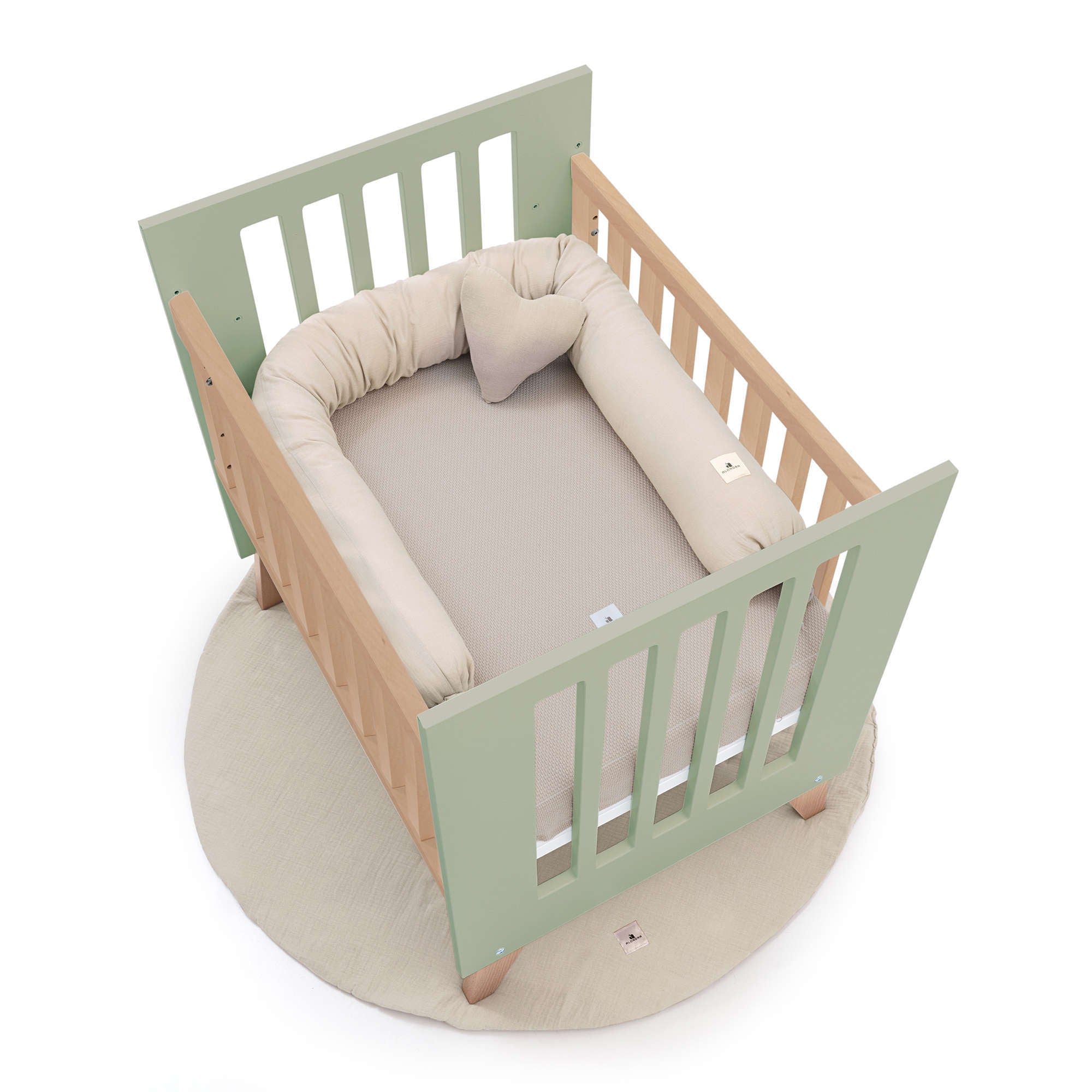 Minicuna colecho 60x80 cm (5en1) madera/verde-oliva · Nexor Uno Erba C187RA-M5695