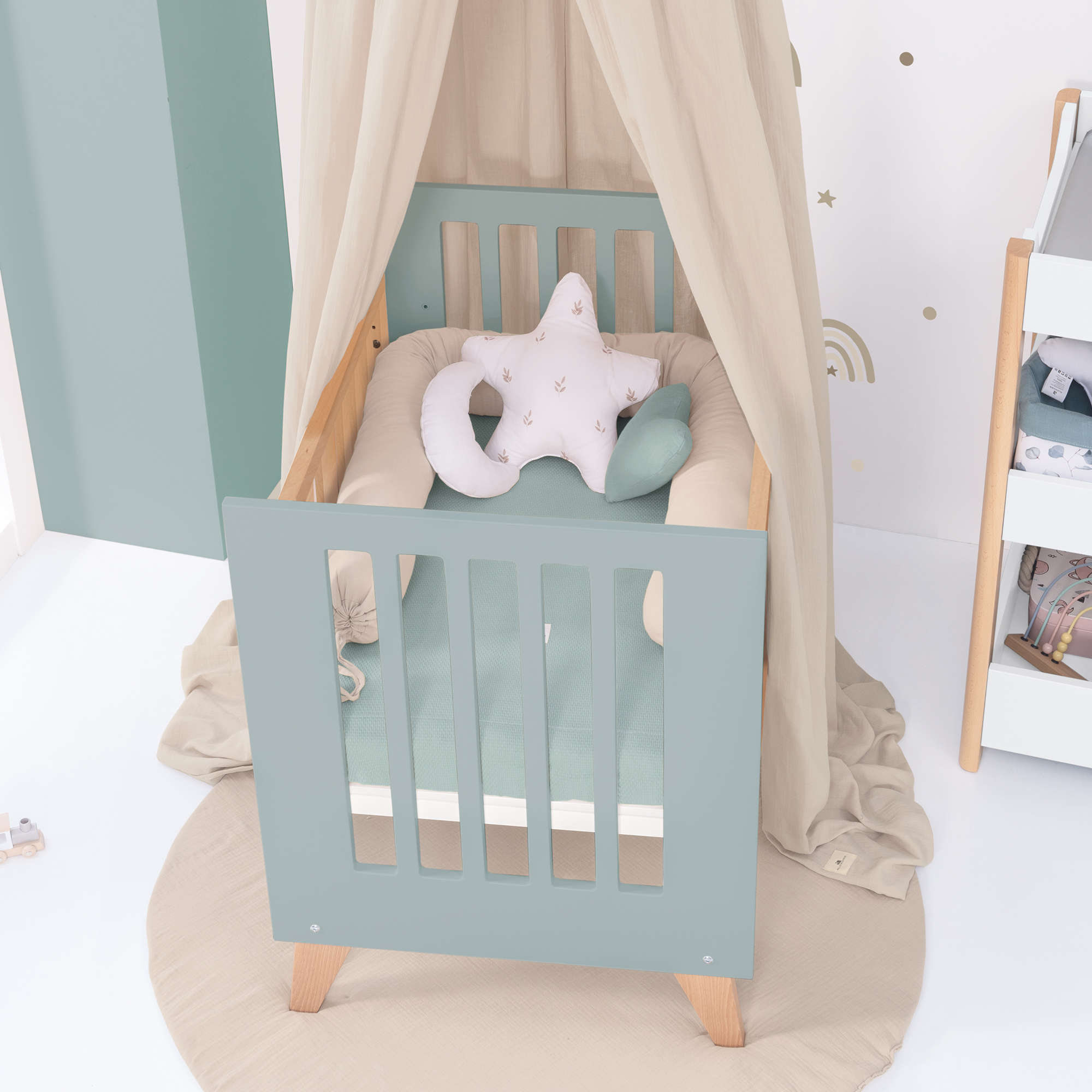 Minicuna colecho 60x80 cm (5en1) madera/verde · Nexor Uno Eucalyptus C187RA-M5795