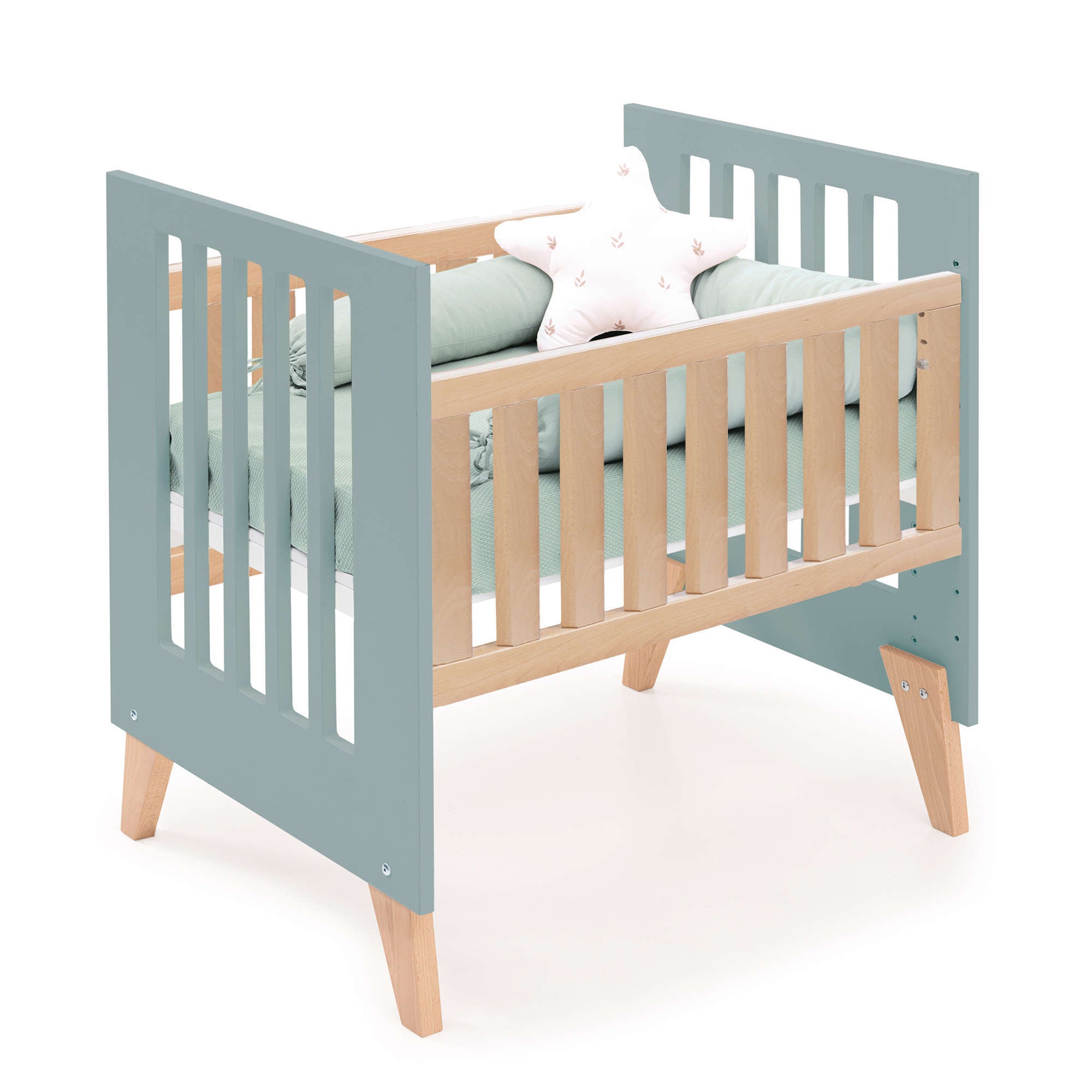 Minicuna colecho 60x80 cm (5en1) madera/verde · Nexor Uno Eucalyptus C187RA-M5795