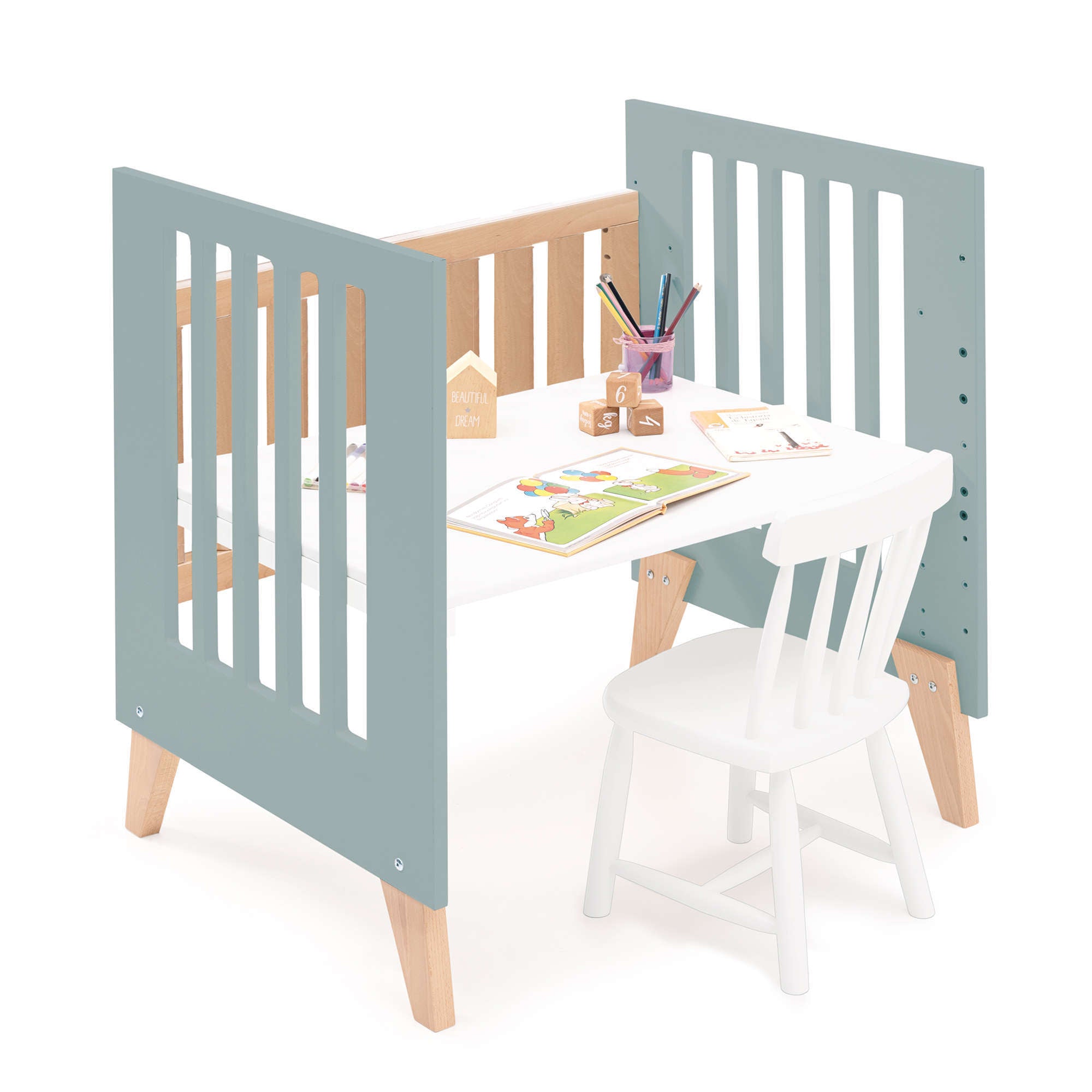 Minicuna colecho 60x80 cm (5en1) madera/verde · Nexor Uno Eucalyptus C187RA-M5795
