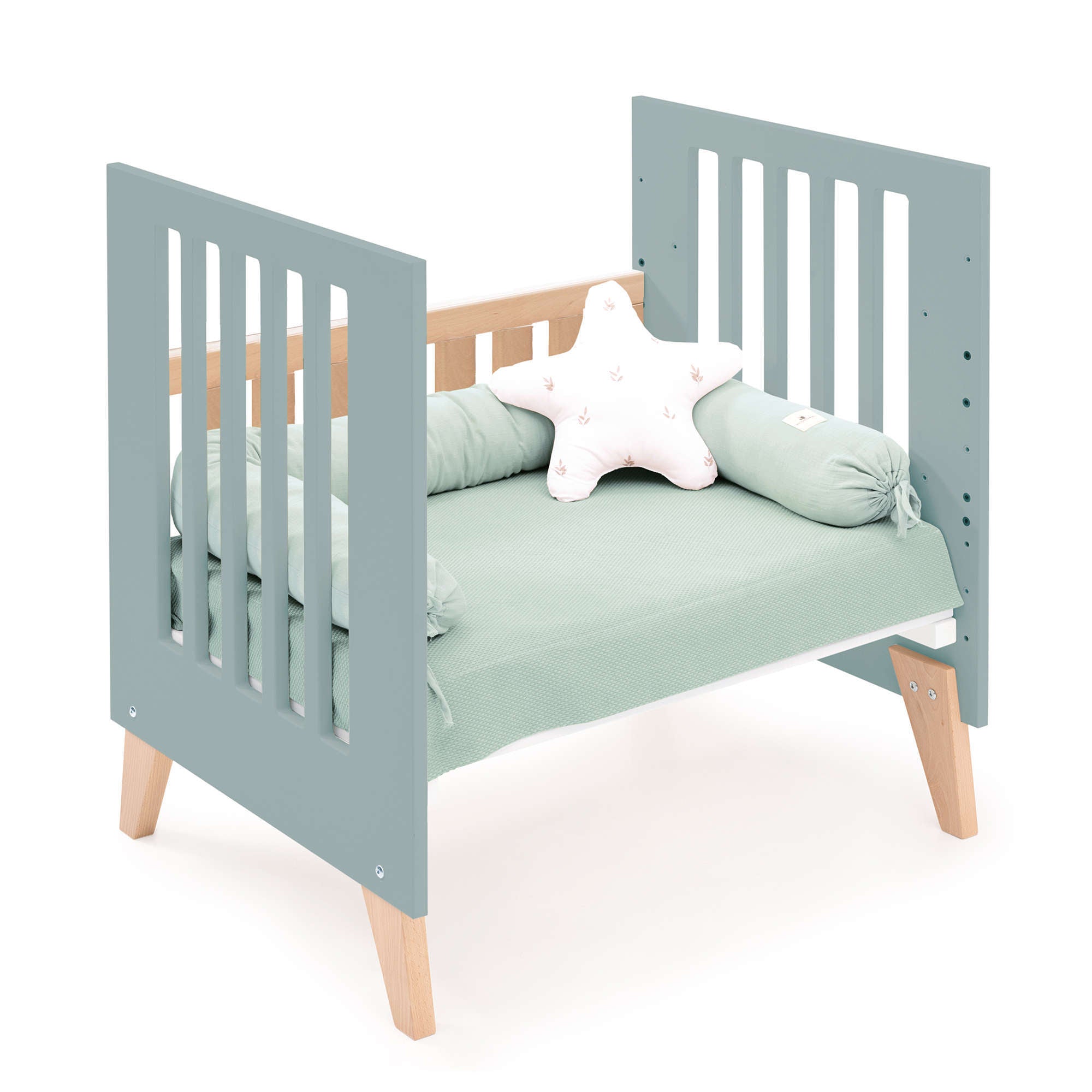 Minicuna colecho 60x80 cm (5en1) madera/verde · Nexor Uno Eucalyptus C187RA-M5795