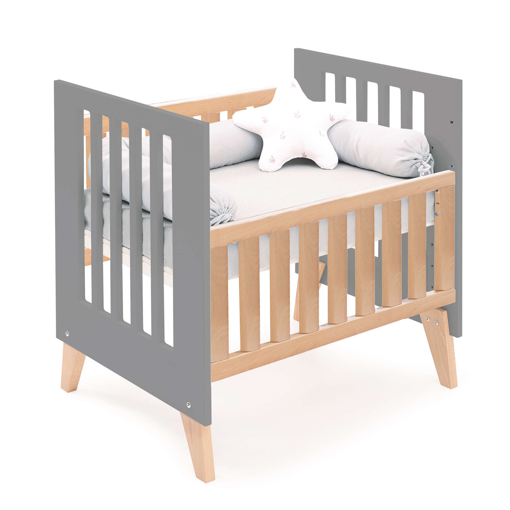 Minicuna convertible en cuna (7en1) madera/antracita · Nexor Tre Antracita C187RT-M5895
