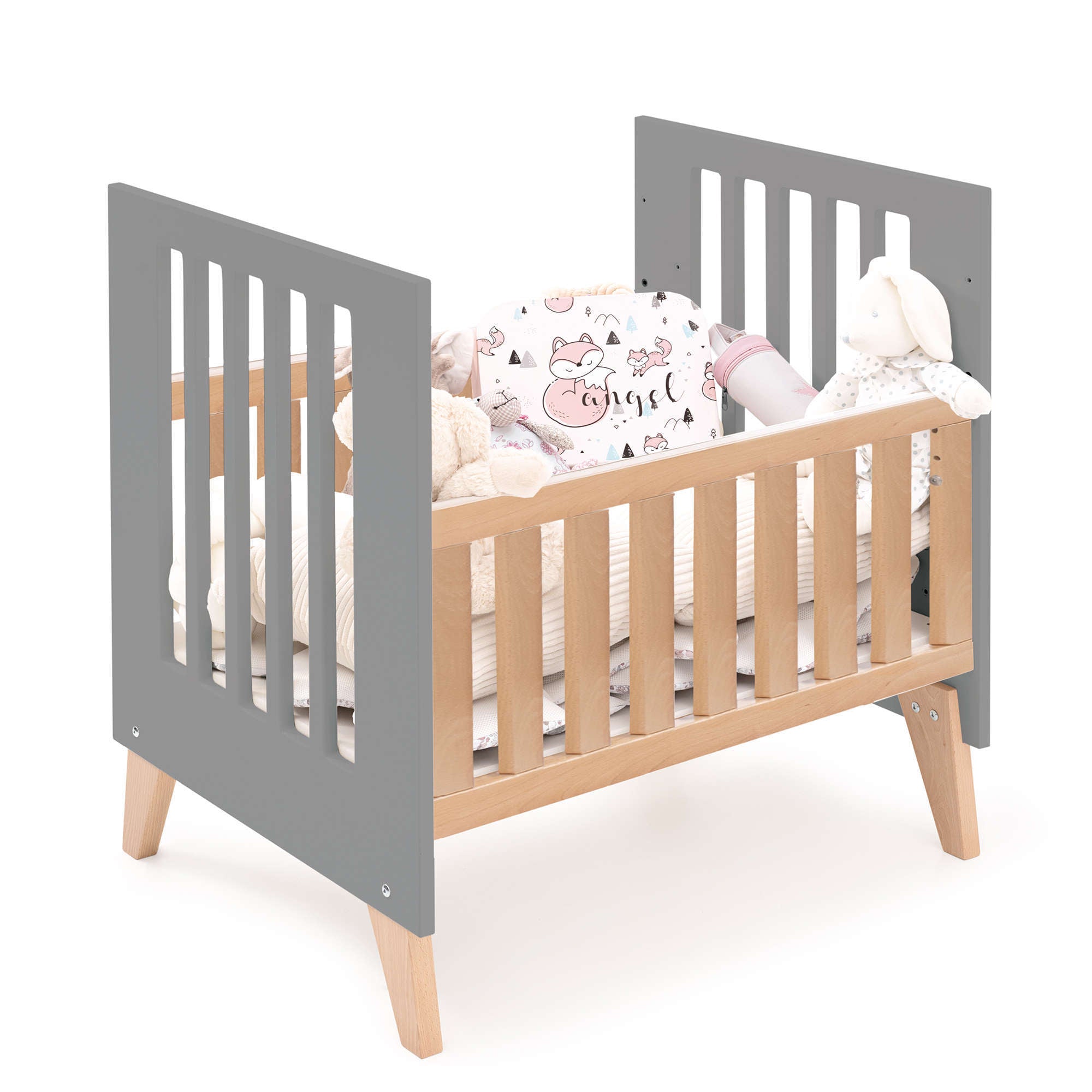 Minicuna convertible en cuna (7en1) madera/antracita · Nexor Tre Antracita C187RT-M5895