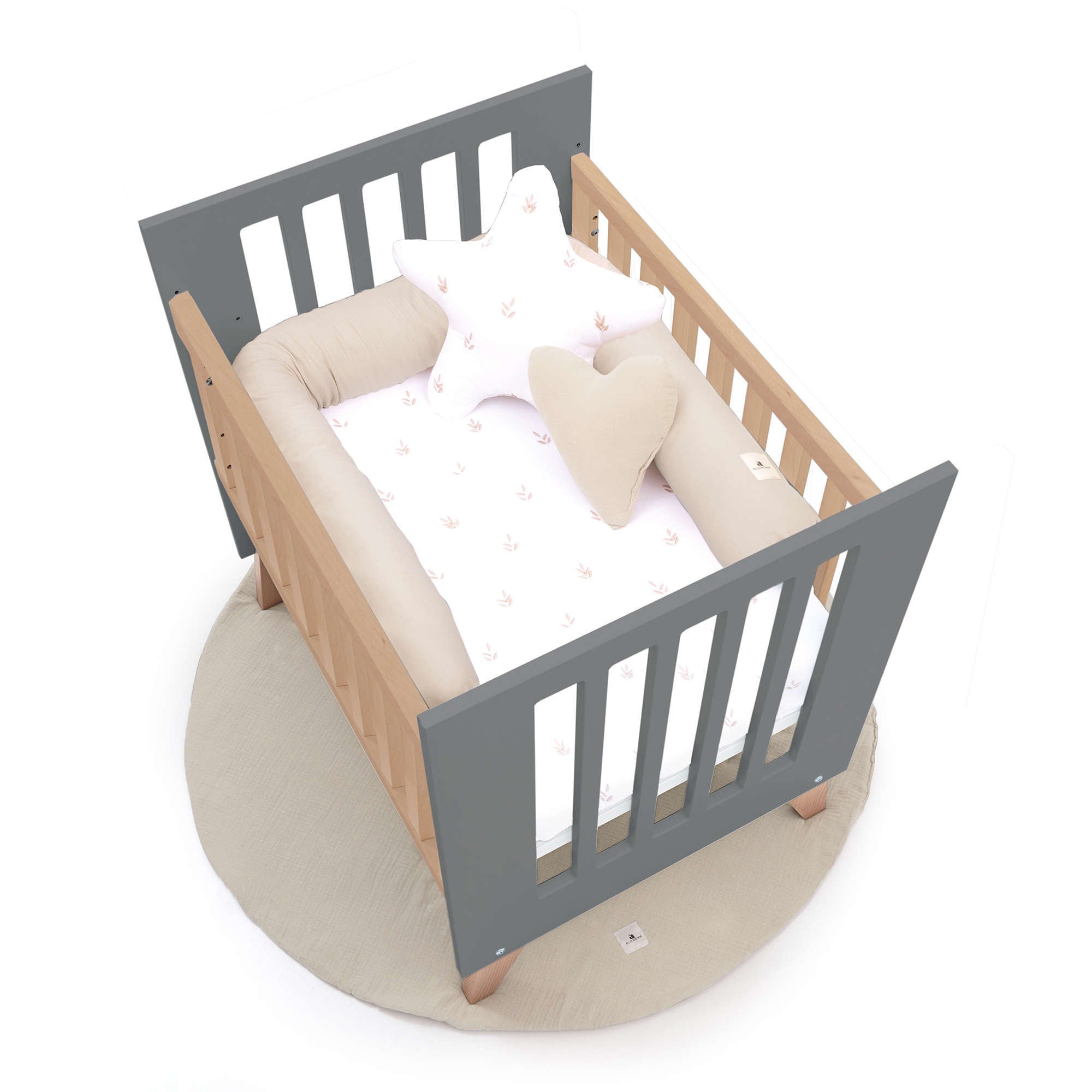 Minicuna colecho 60x80 cm (5en1) madera/antracita · Nexor Uno Antracita C187RA-M5895