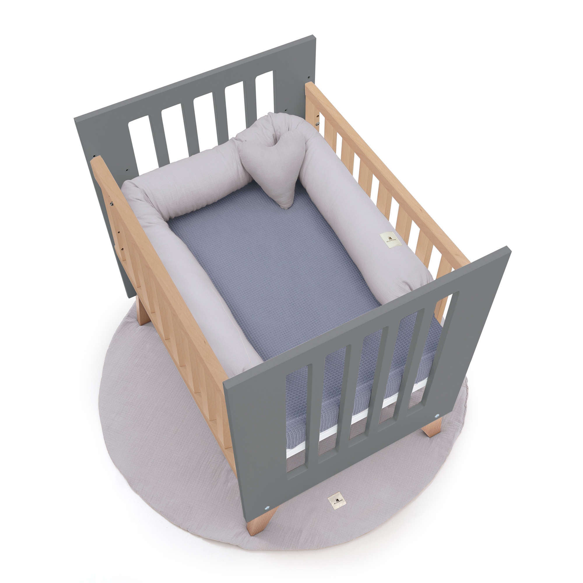 Minicuna colecho 60x80 cm (5en1) madera/antracita · Nexor Uno Antracita C187RA-M5895