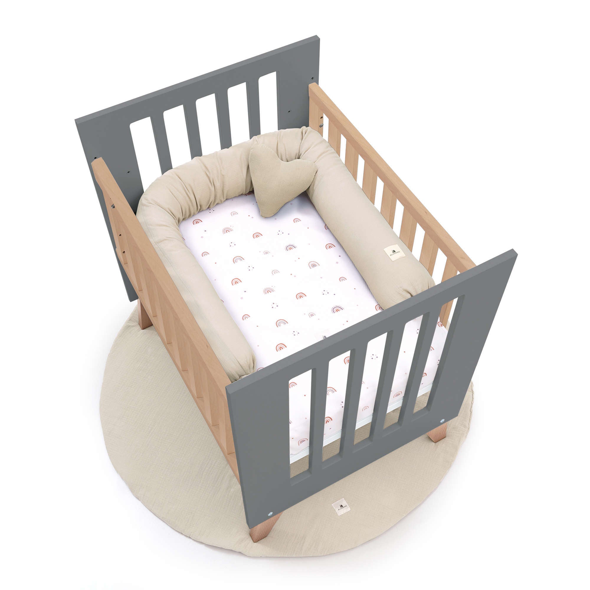 Minicuna colecho 60x80 cm (5en1) madera/antracita · Nexor Uno Antracita C187RA-M5895