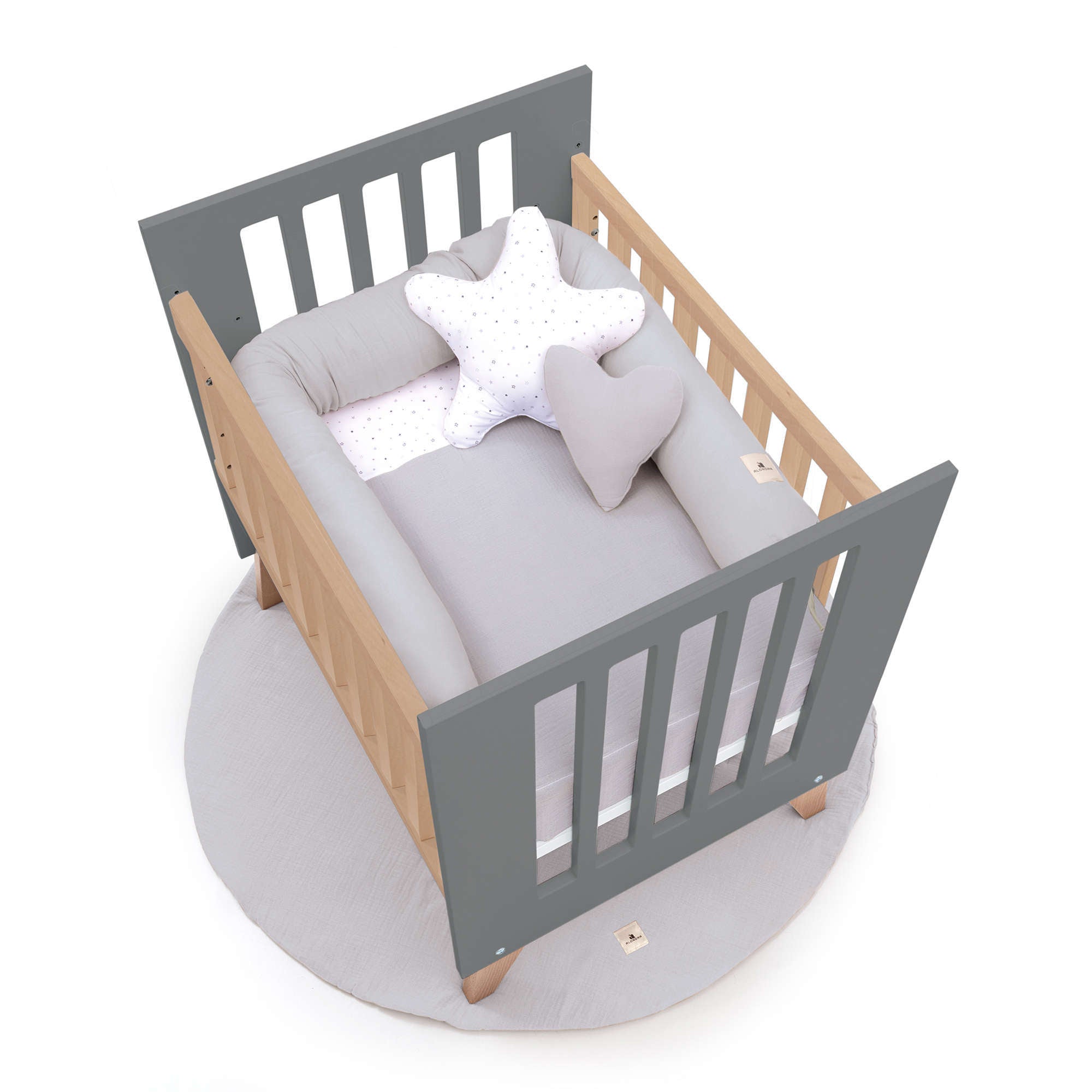 Minicuna colecho 60x80 cm (5en1) madera/antracita · Nexor Uno Antracita C187RA-M5895