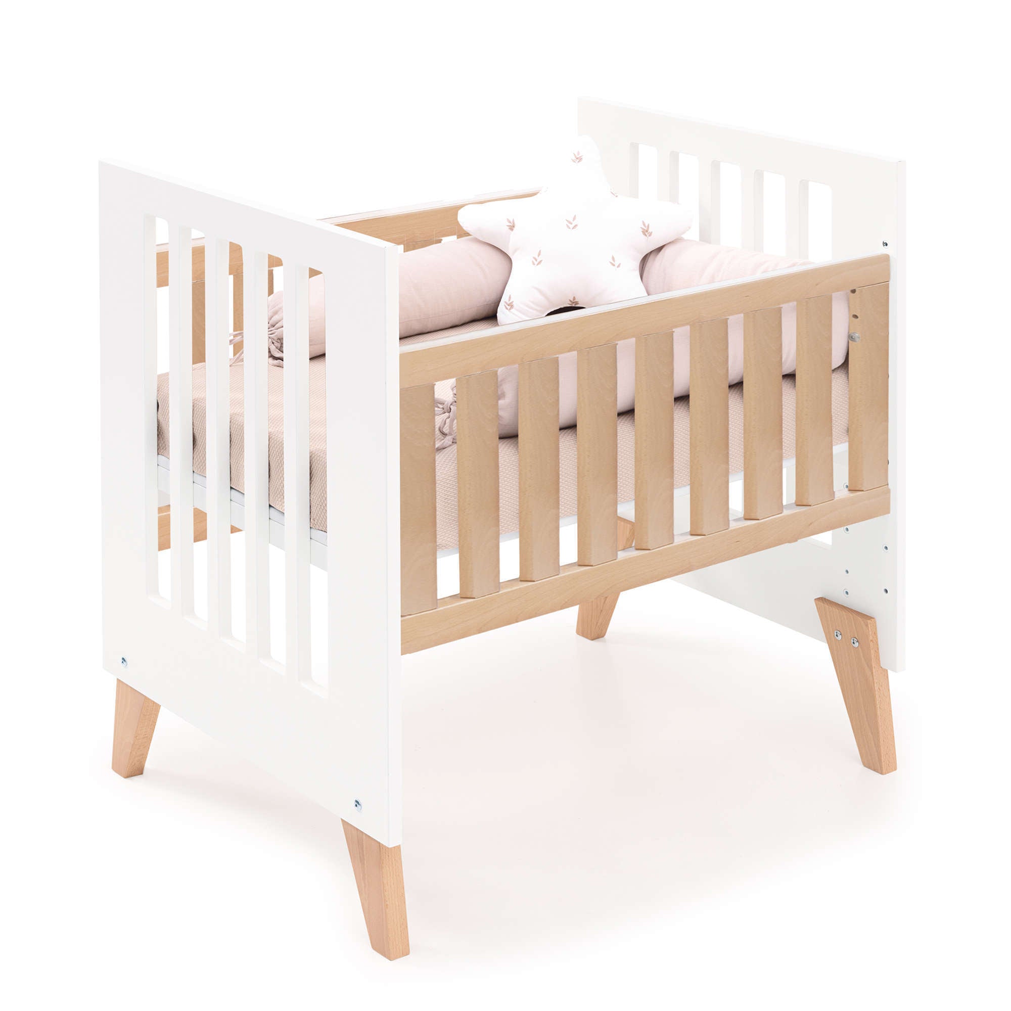 Minicuna colecho 60x80 cm (5en1) madera/blanca · Nexor Uno White C187RA-M7795