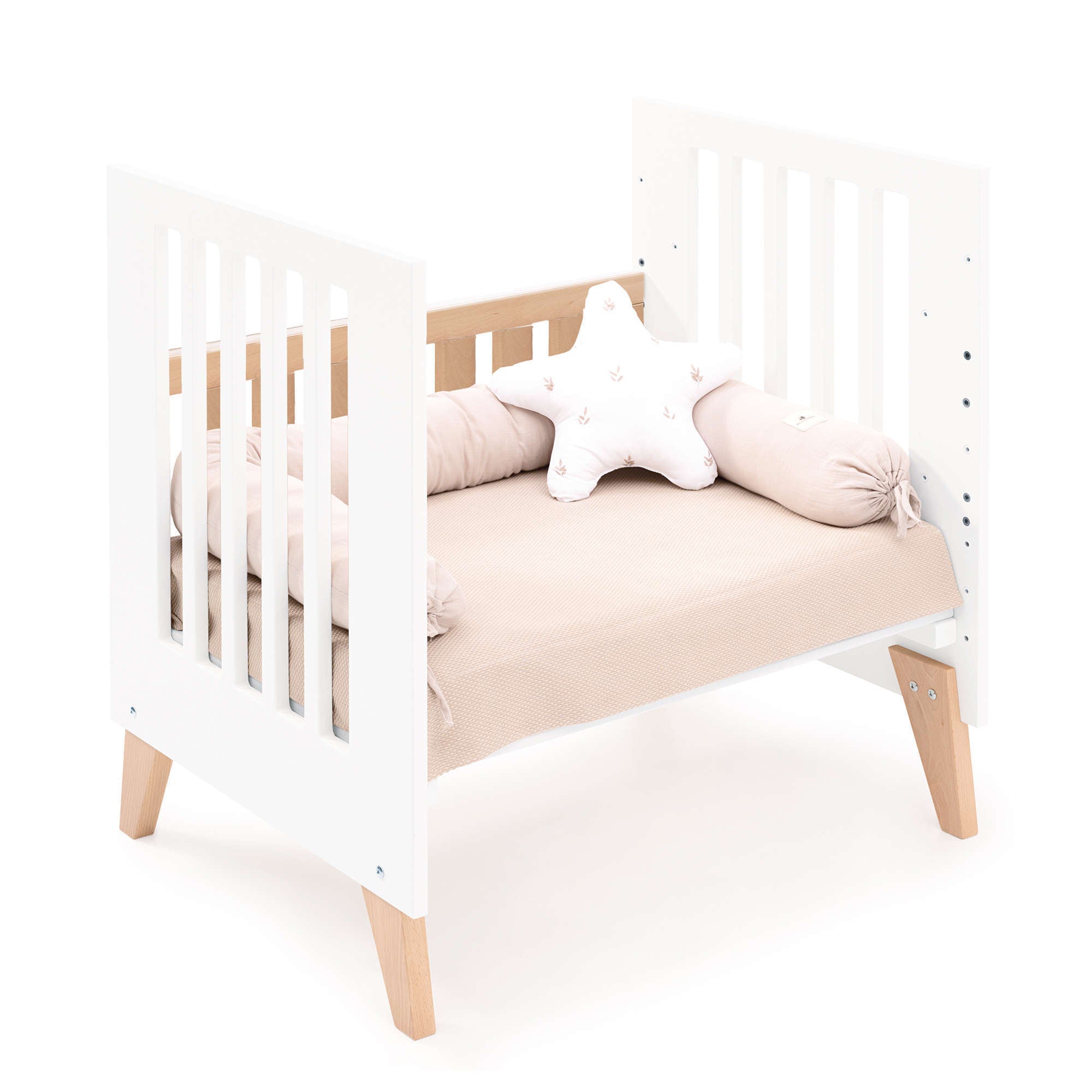Minicuna colecho 60x80 cm (5en1) madera/blanca · Nexor Uno White C187RA-M7795