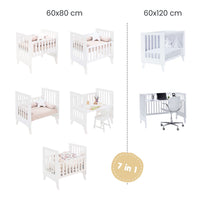 Minicuna y cuna todo en uno (7en1) blanca · Nexo Tre White C187T-M7700