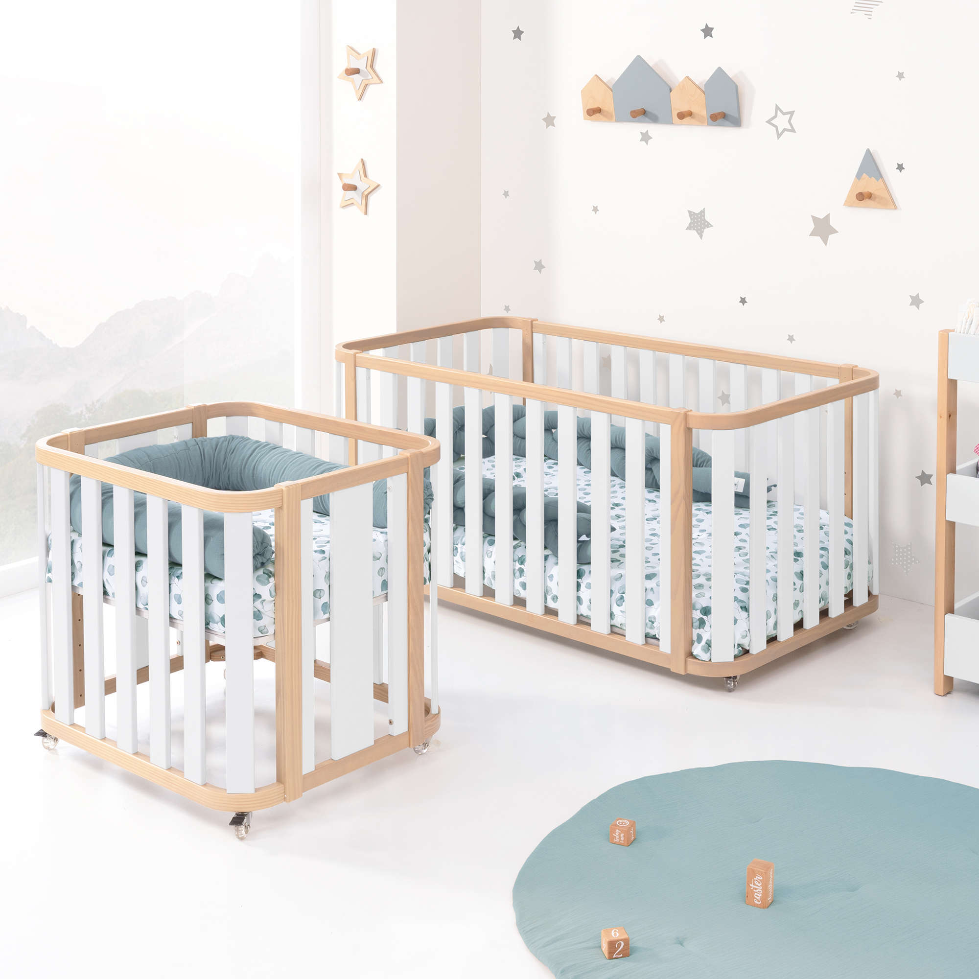 Minicuna-cuna-cama-escritorio (4en1) madera/blanco · Crea Plus Tre C351-M5011