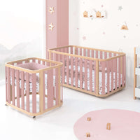 Minicuna-cuna-cama-escritorio (4en1) madera/rosa · Crea Plus Tre C351-M5059