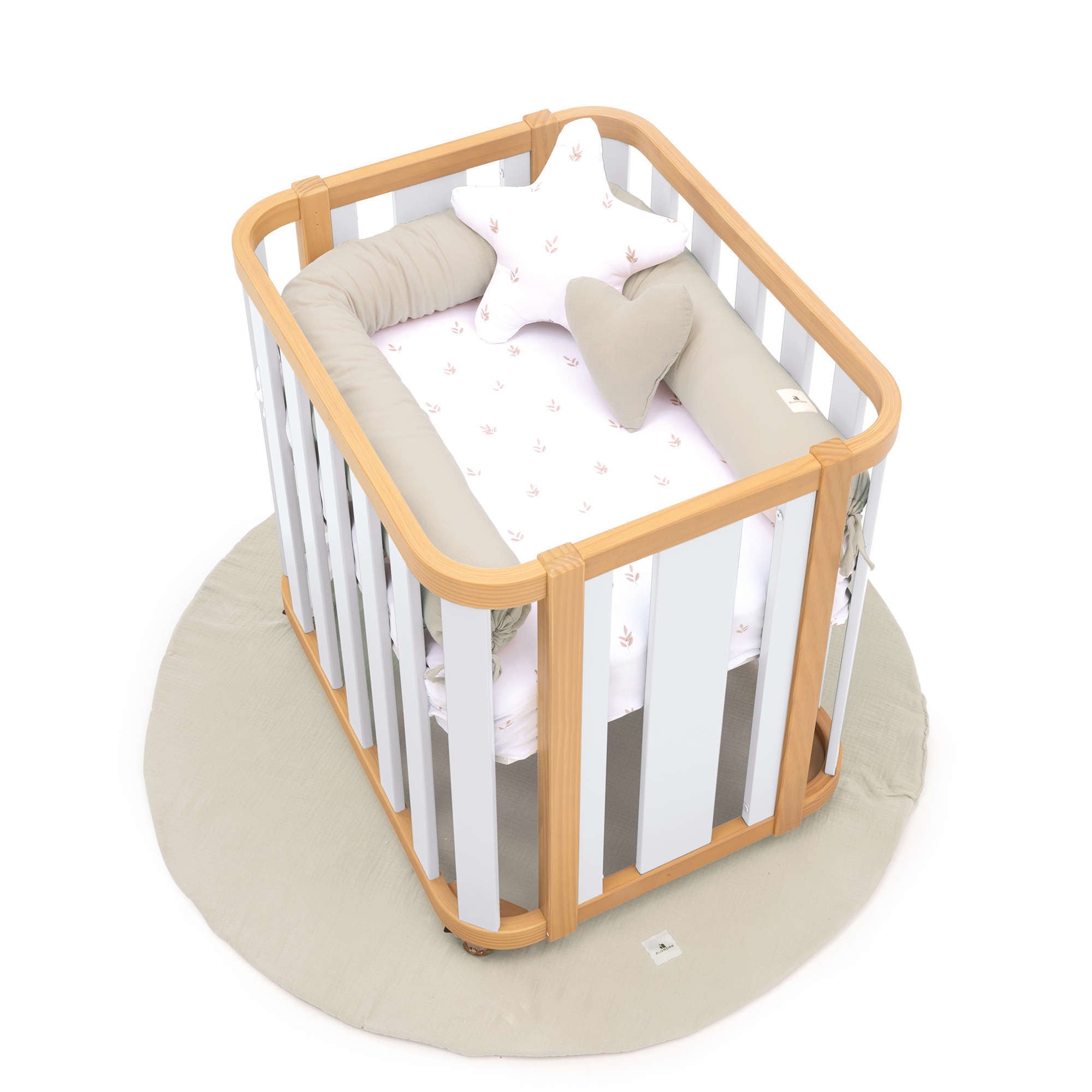 Minicuna de colecho ovalada 55x70 cm madera/blanco · Crea Plus Uno C354-M5011