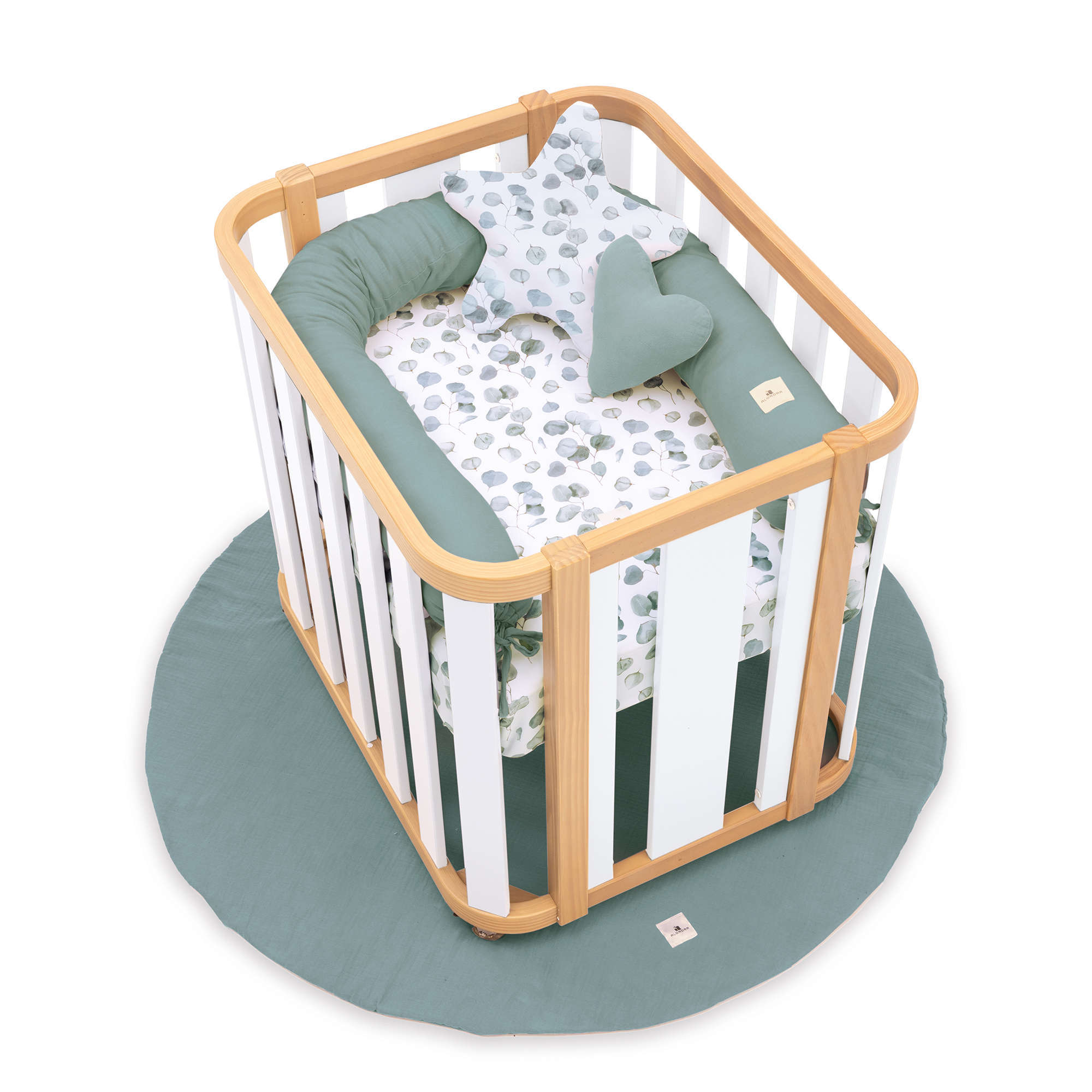 Minicuna de colecho ovalada 55x70 cm madera/blanco · Crea Plus Uno C354-M5011