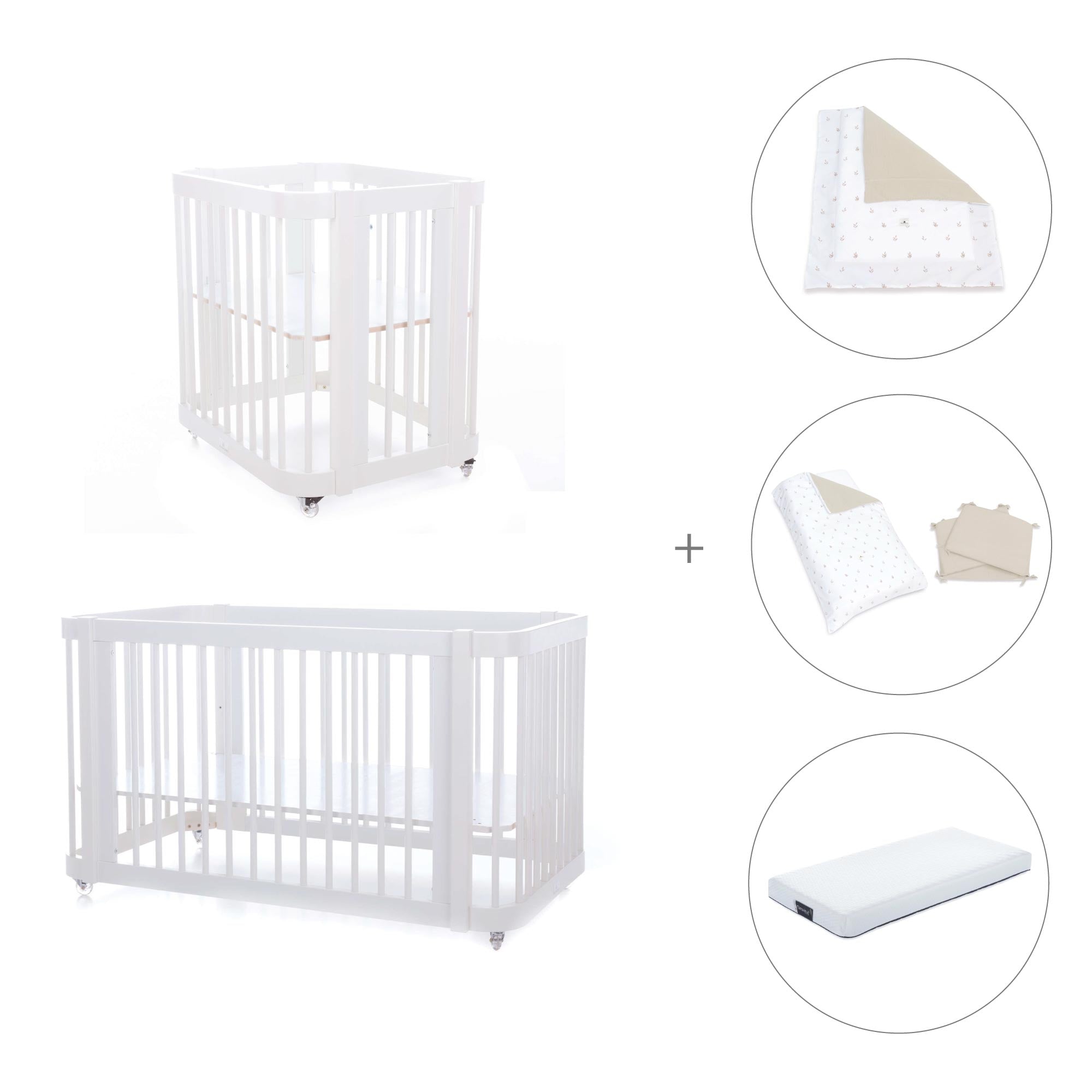 Minicuna, cuna 3 en 1 y cama (4en1) blanca · Crea Tre Bianco C301-M1100