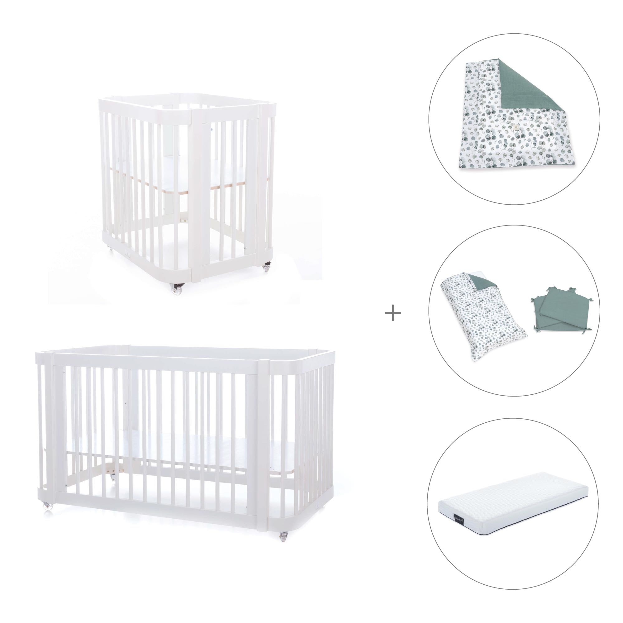 Minicuna, cuna 3 en 1 y cama (4en1) blanca · Crea Tre Bianco C301-M1100