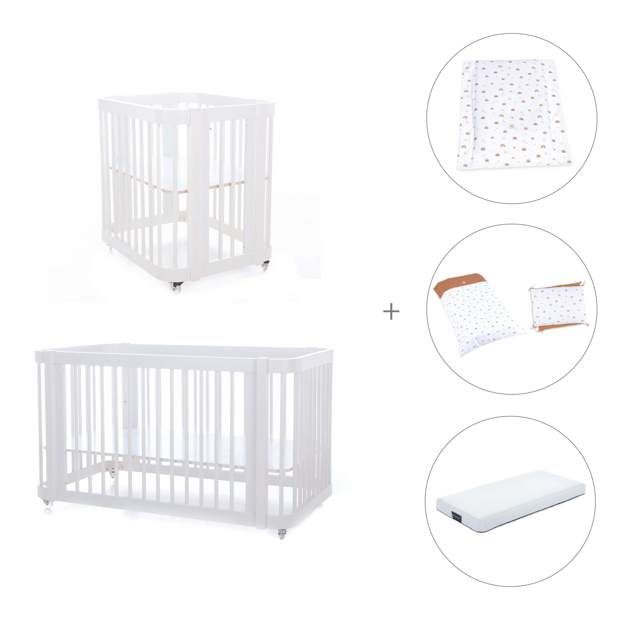 Minicuna, cuna 3 en 1 y cama (4en1) blanca · Crea Tre Bianco C301-M1100