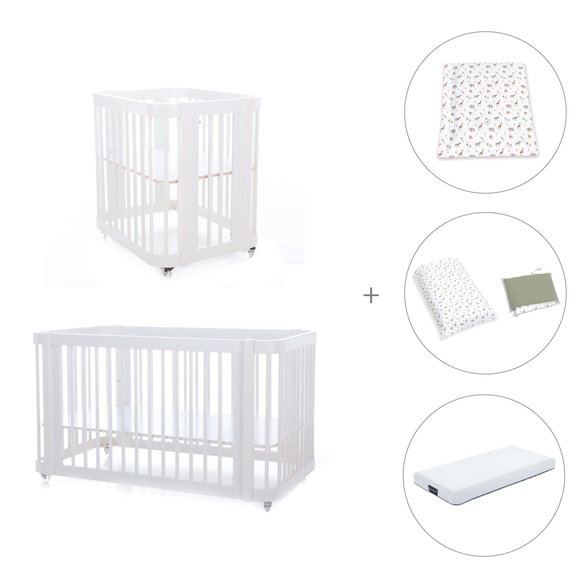 Minicuna, cuna 3 en 1 y cama (4en1) blanca · Crea Tre Bianco C301-M1100