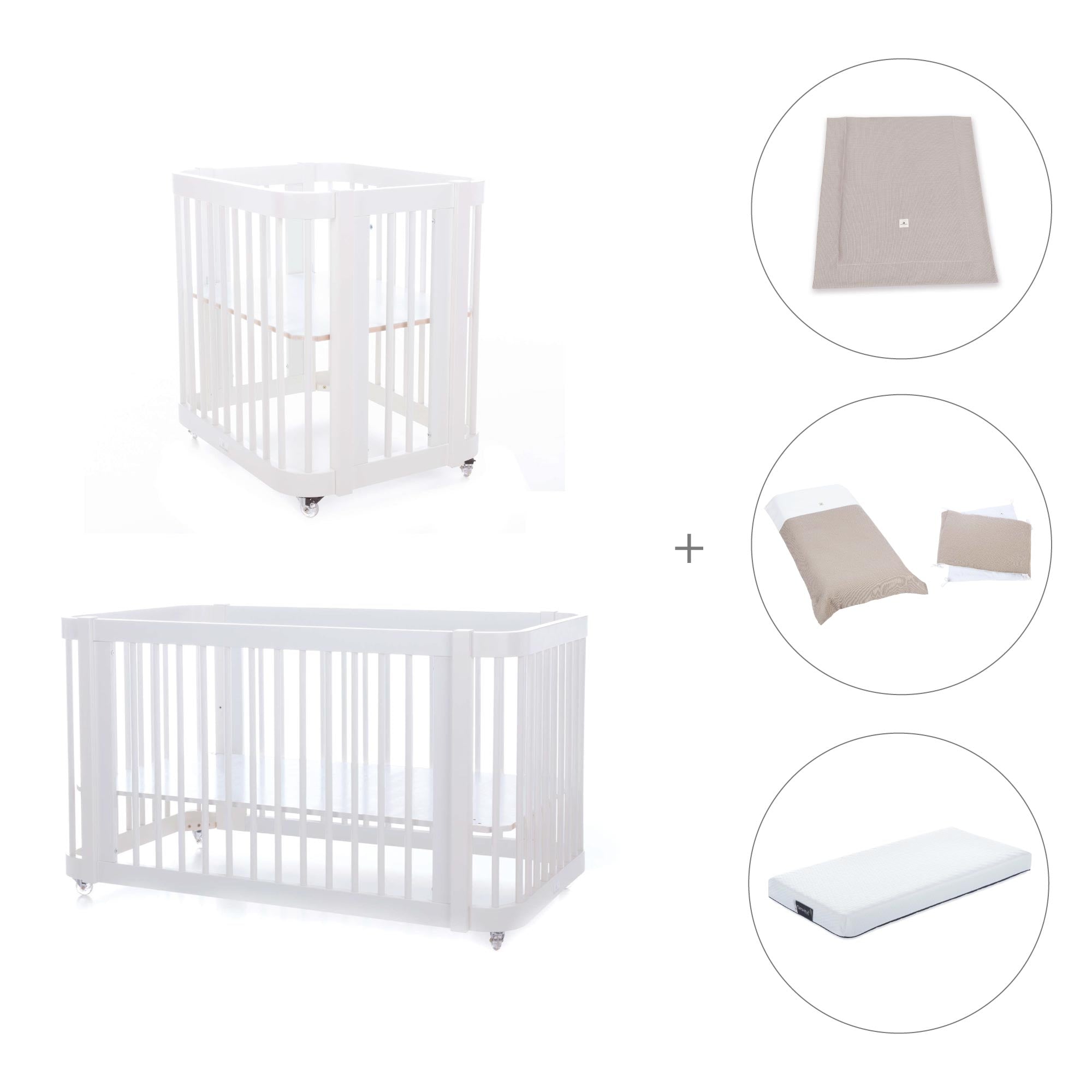 Minicuna, cuna 3 en 1 y cama (4en1) blanca · Crea Tre Bianco C301-M1100