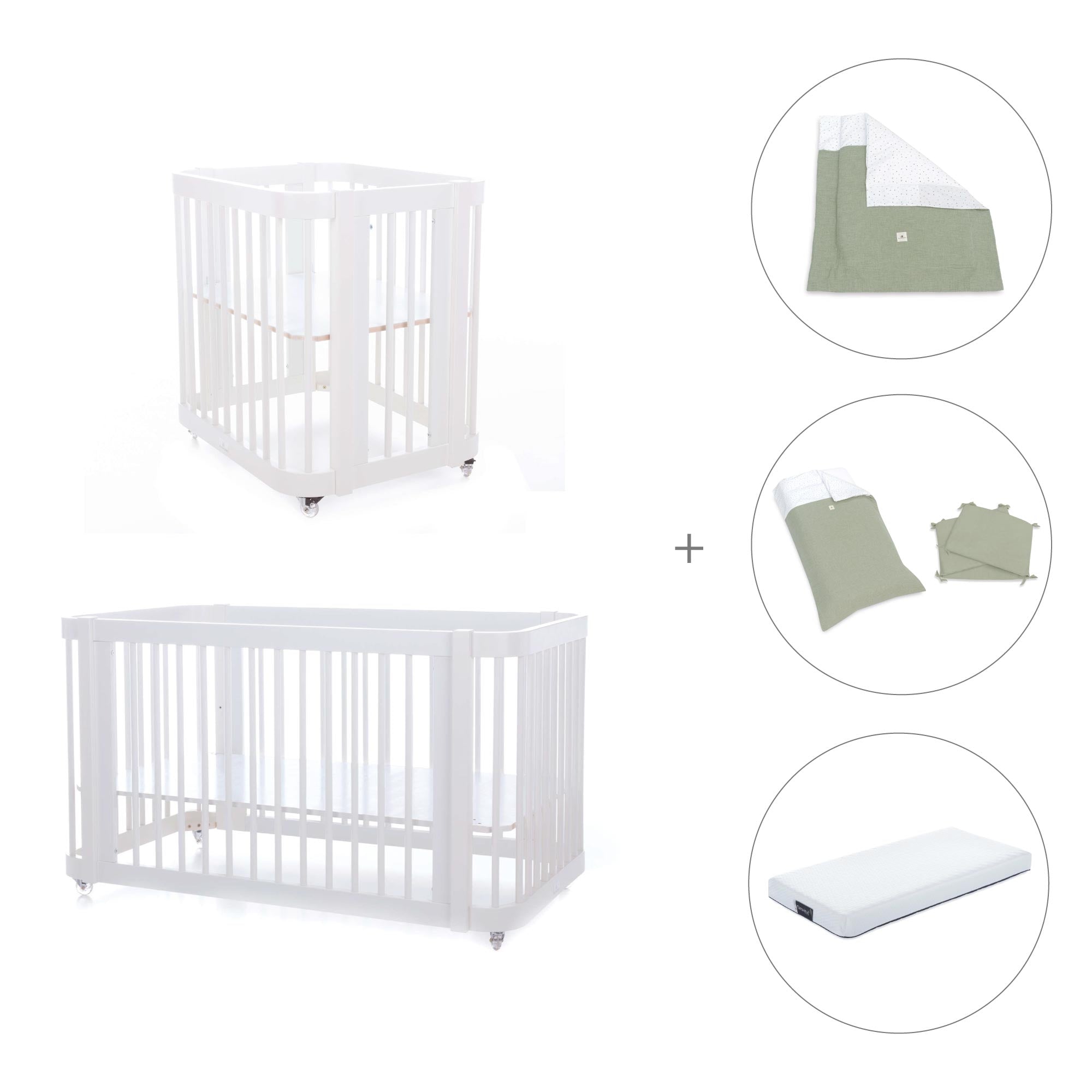 Minicuna, cuna 3 en 1 y cama (4en1) blanca · Crea Tre Bianco C301-M1100