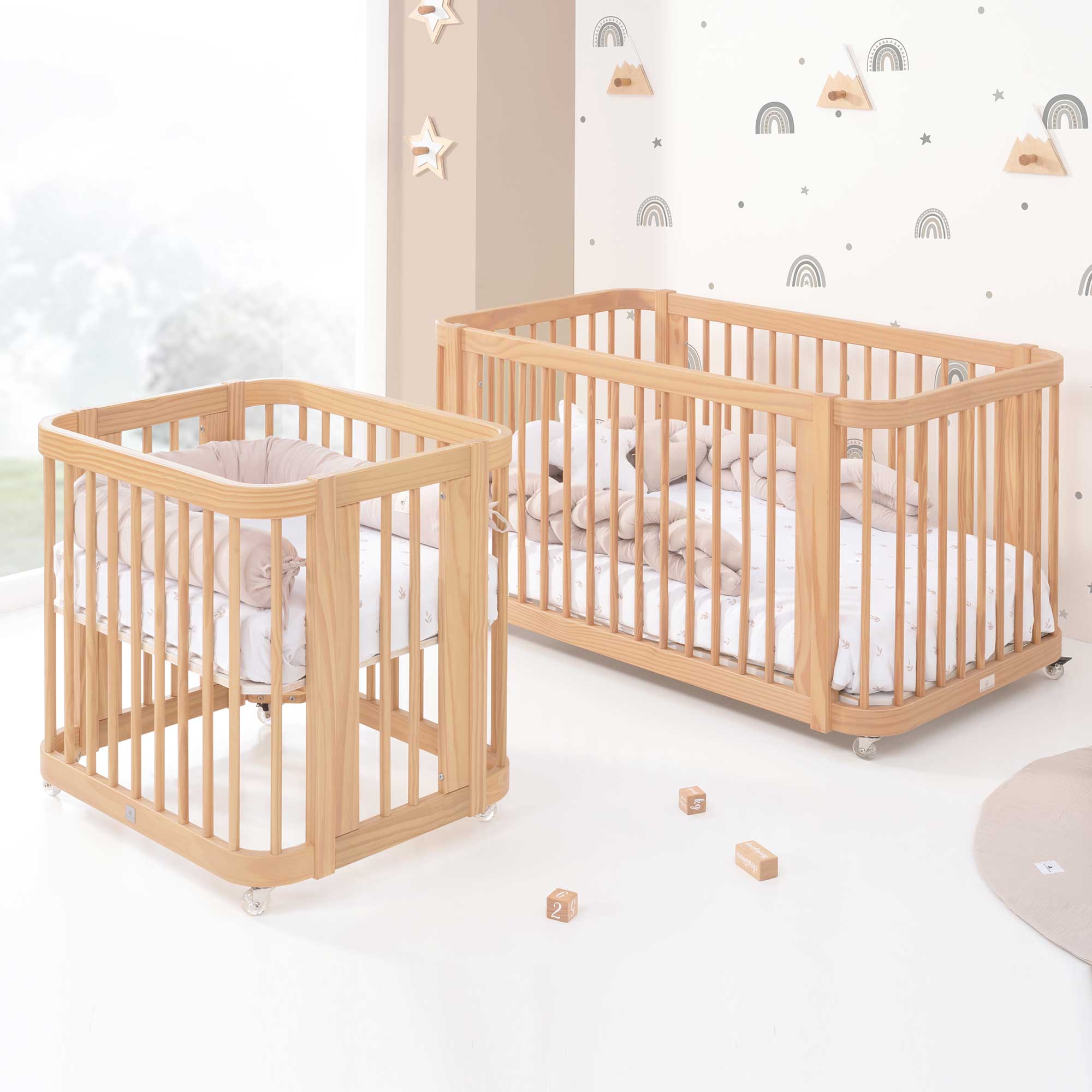 Minicuna-cuna-cama todo en uno (4en1) madera · Crea Tre Nomad C301-M5000