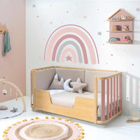 Cuna-cama-escritorio 70x140 cm (3en1) madera/rosa · Crea Plus Due C350-M5059