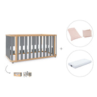 Cuna-cama-escritorio 70x140 cm (3en1) madera/gris · Crea Plus Due C350-M5058