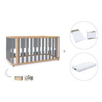 Cuna-cama-escritorio 70x140 cm (3en1) madera/gris · Crea Plus Due C350-M5058