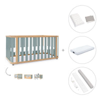 Cuna-cama-escritorio 70x140 cm (3en1) madera/verde · Crea Plus Due C350-M5057